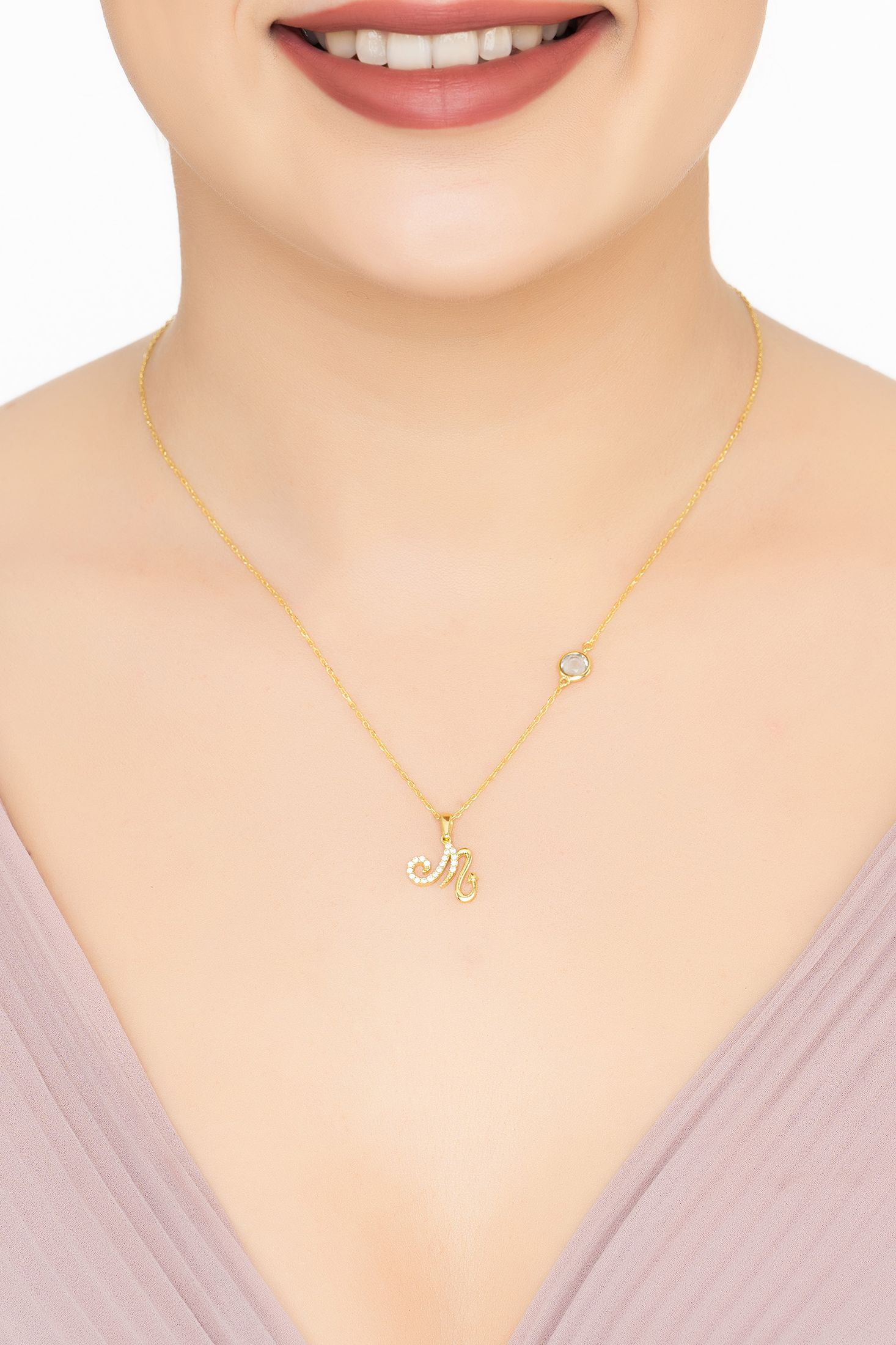Zodiac Birthstone Scorpio Necklace Blue Topaz Gold