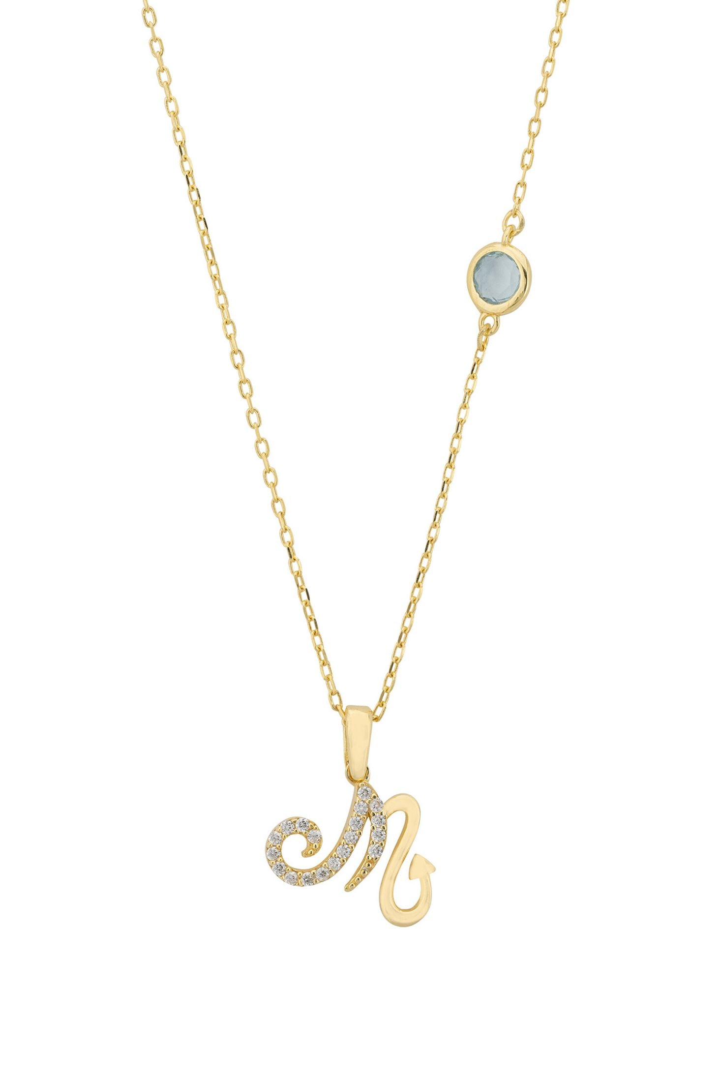 Zodiac Birthstone Scorpio Necklace Blue Topaz Gold