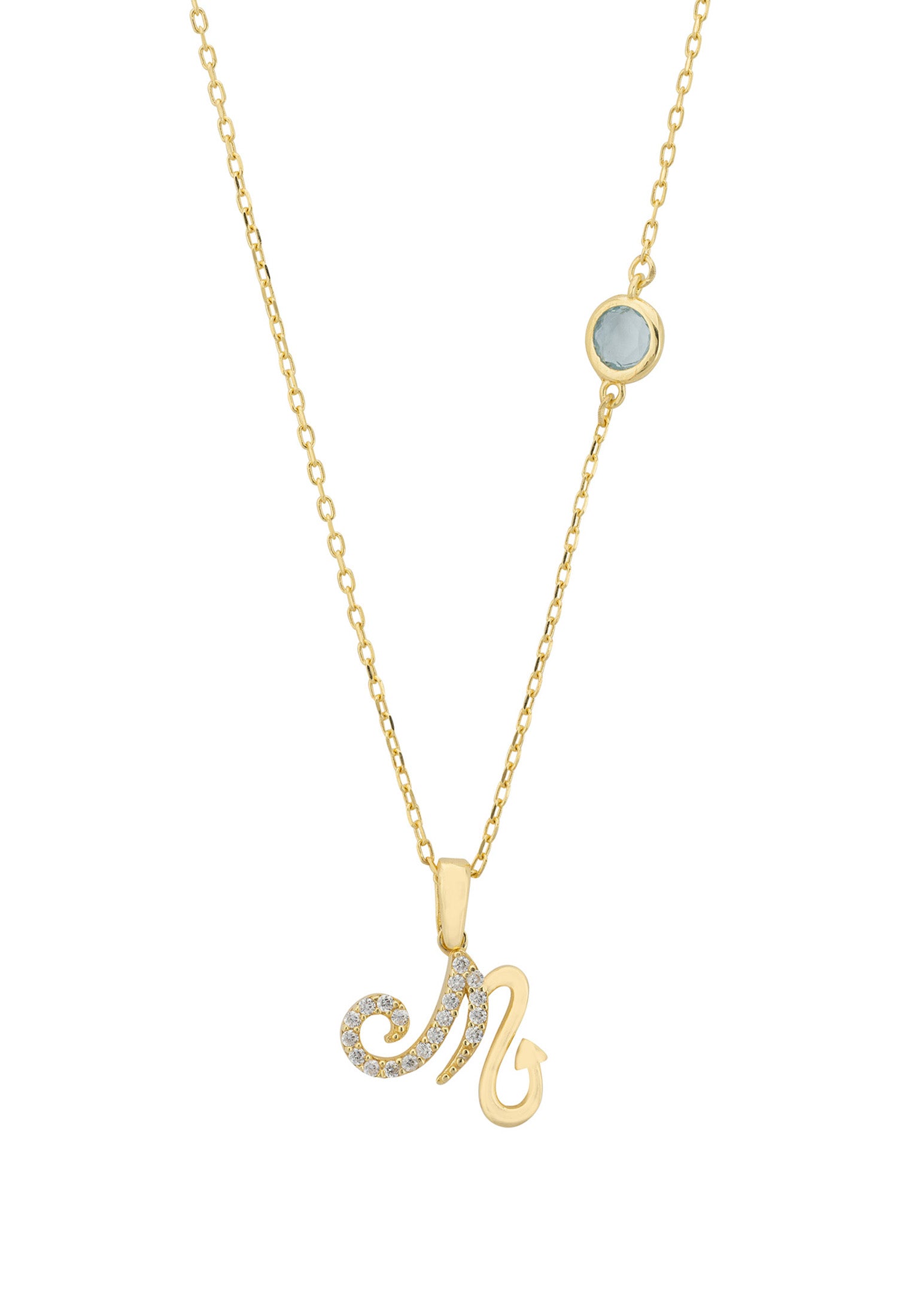 Zodiac Birthstone Scorpio Necklace Blue Topaz Gold