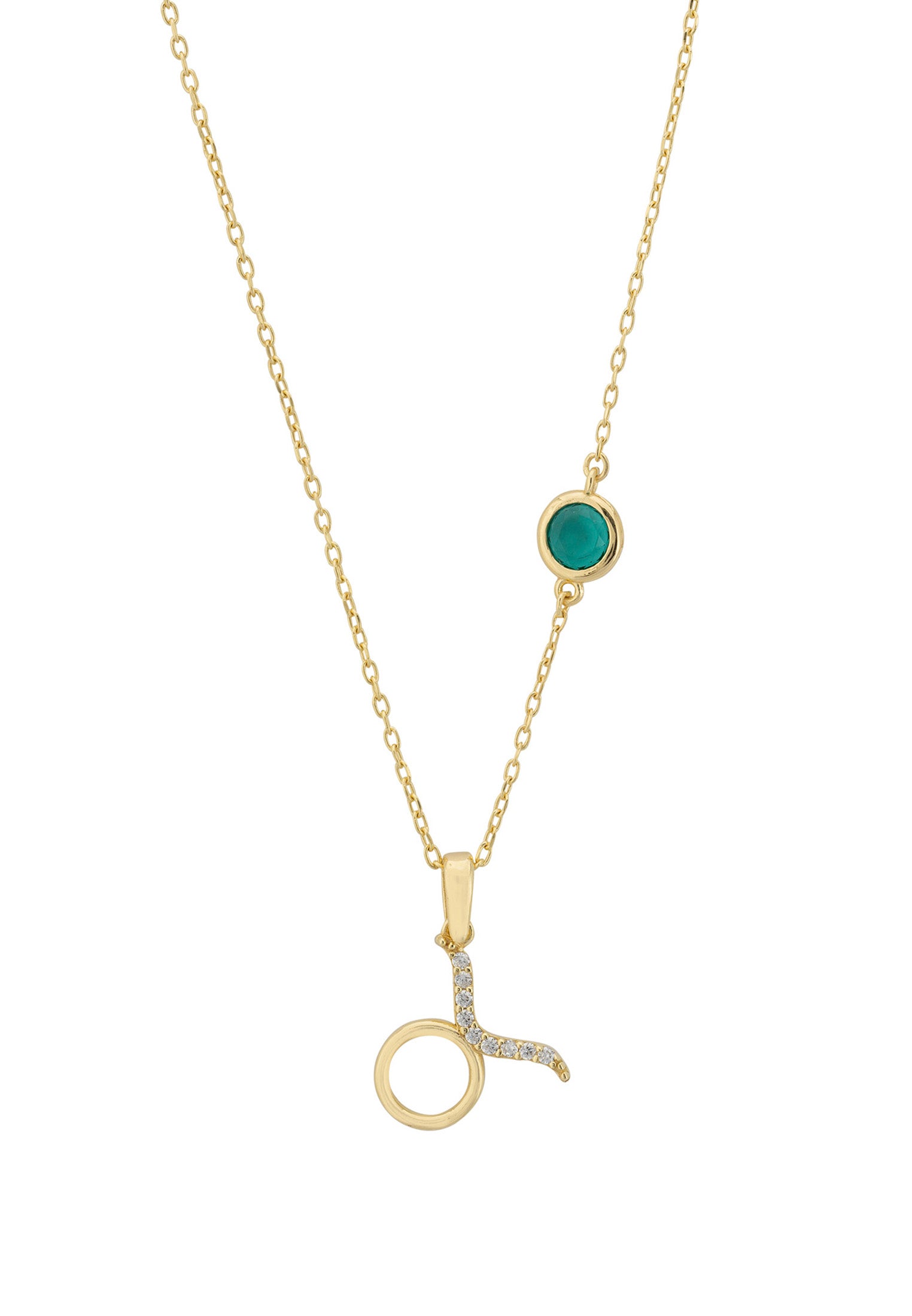Zodiac Birthstone Taurus Necklace Emerald Gold