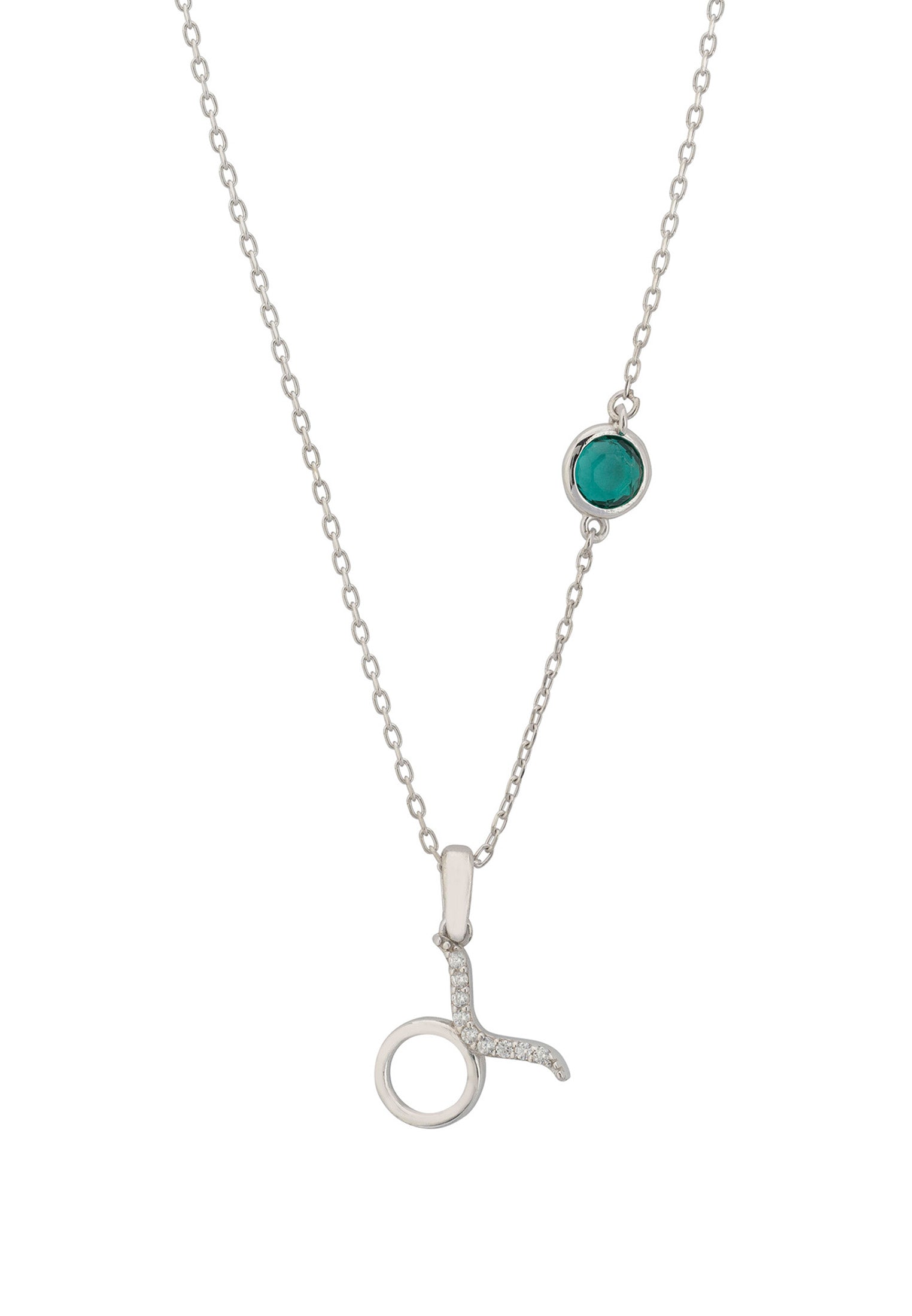 Zodiac Birthstone Taurus Necklace Emerald Silver