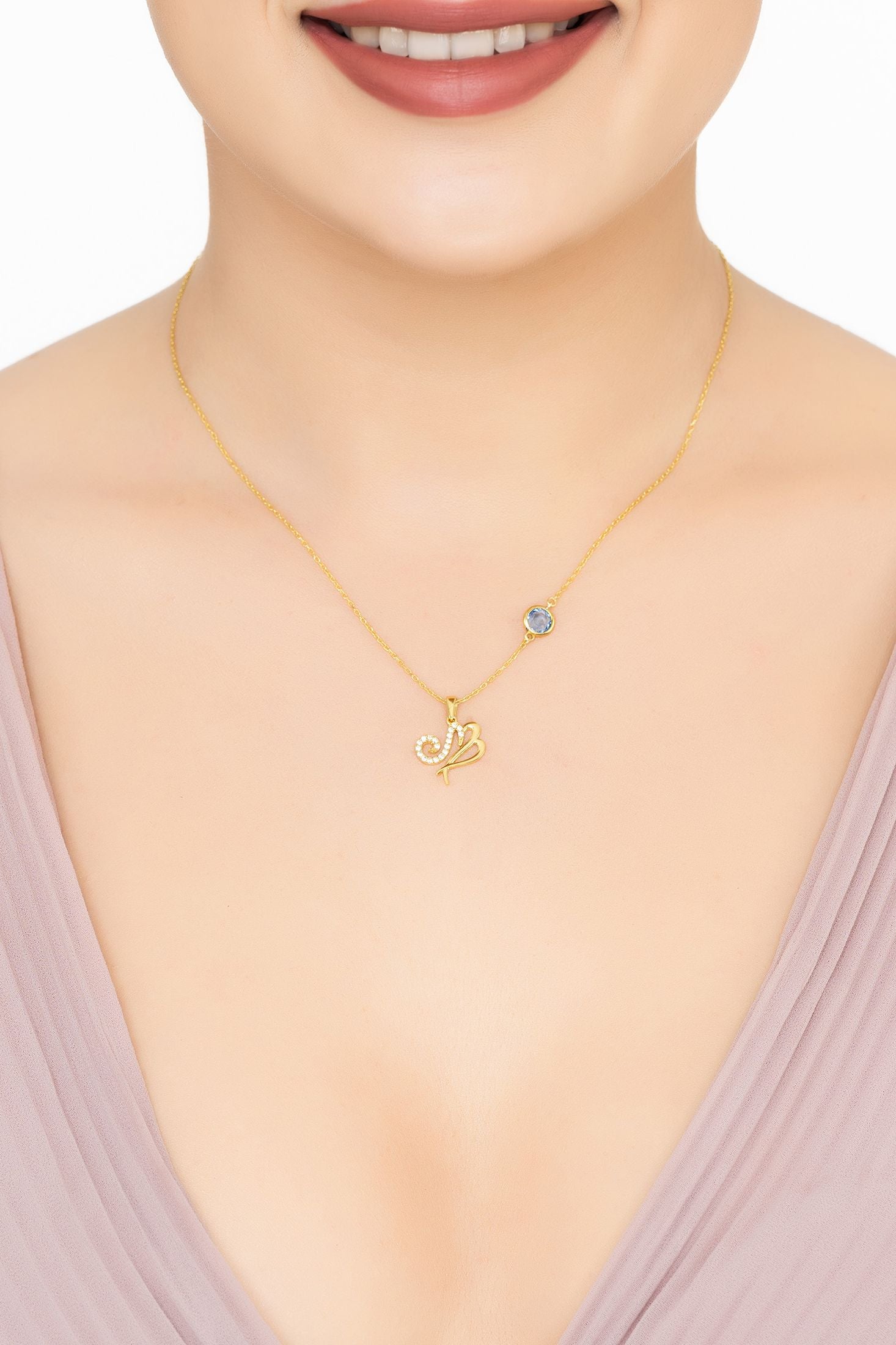 Zodiac Birthstone Virgo Necklace Sapphire Gold