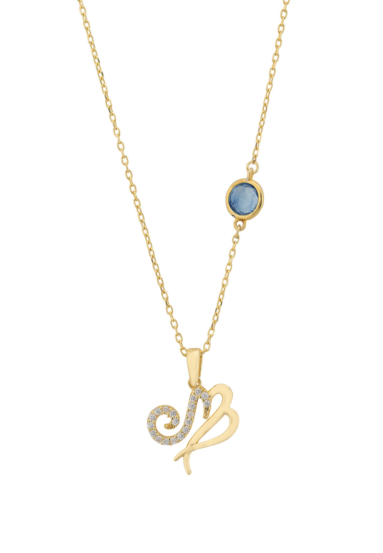 Zodiac Birthstone Virgo Necklace Sapphire Gold