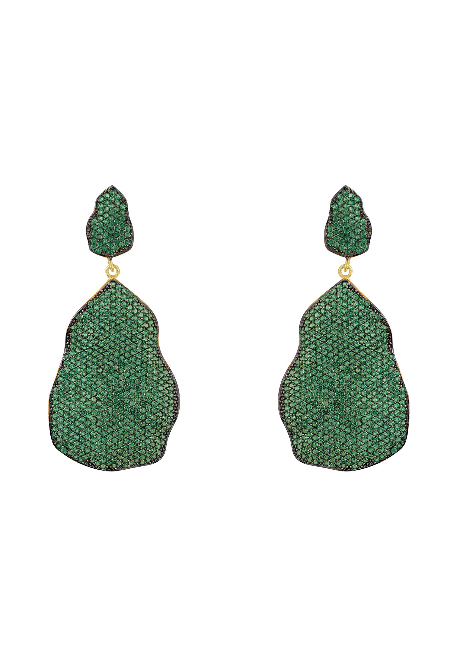 St Tropez Drop Earrings Gold Emerald CZ