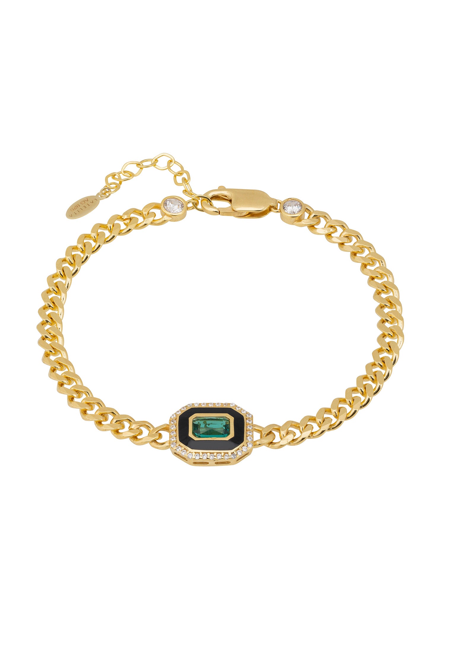 Art Deco Emerald And Enamel Bracelet Gold