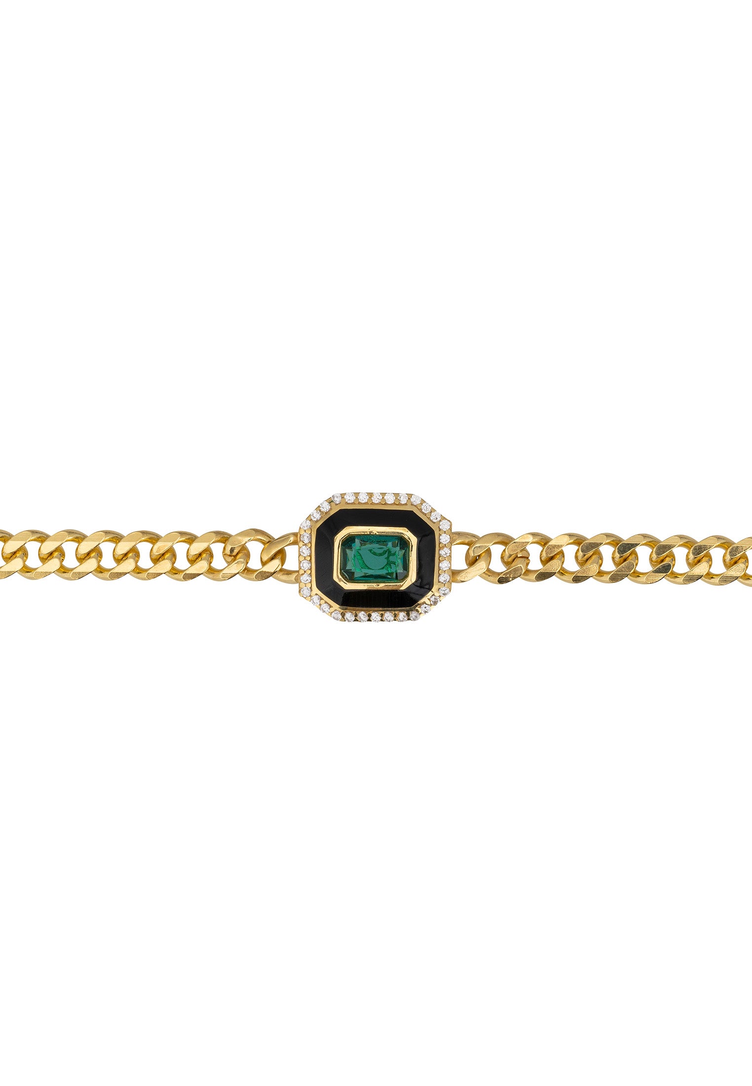 Art Deco Emerald And Enamel Bracelet Gold