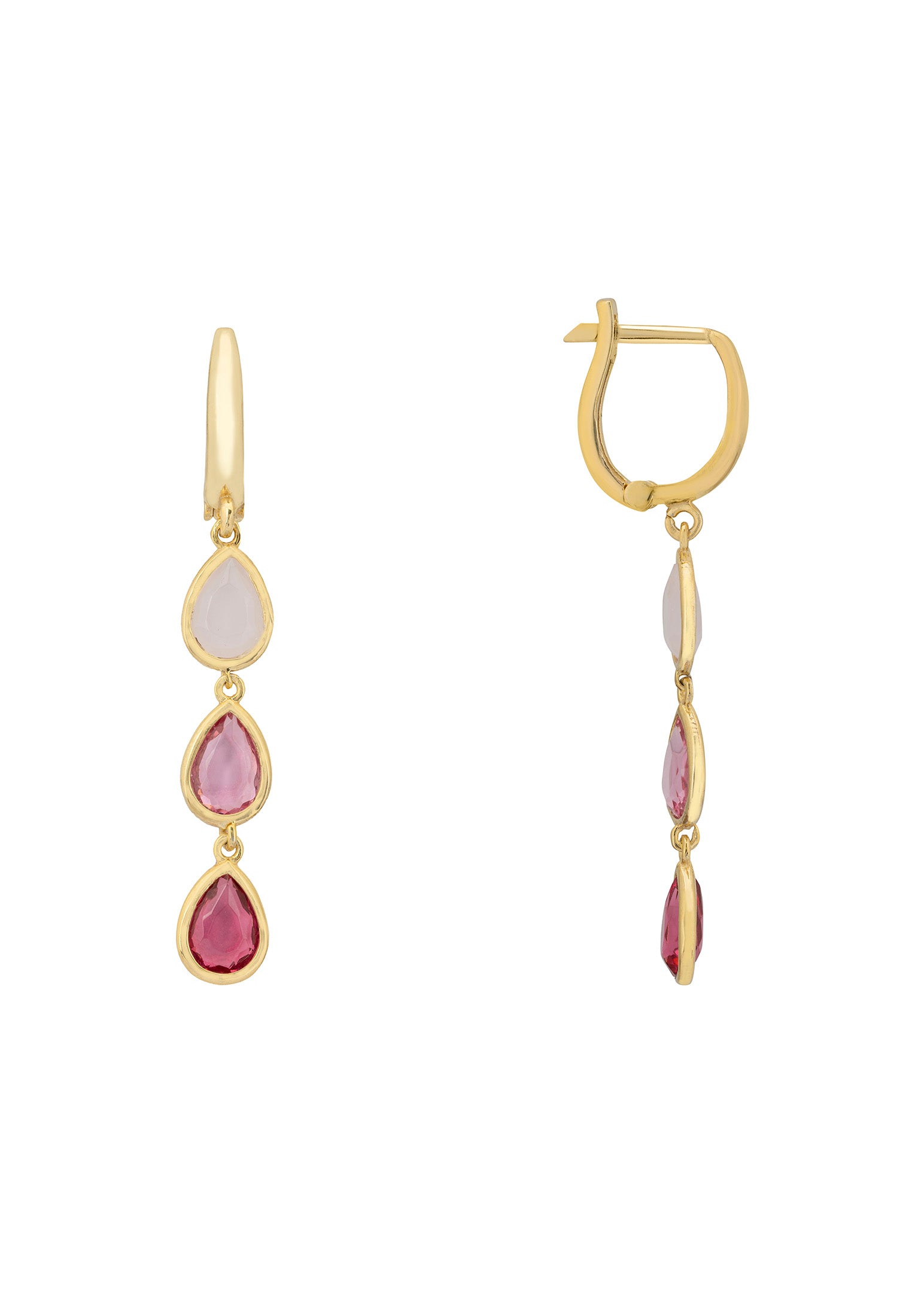 Sardinia Triple Teardrop Earrings Gold The Pinks
