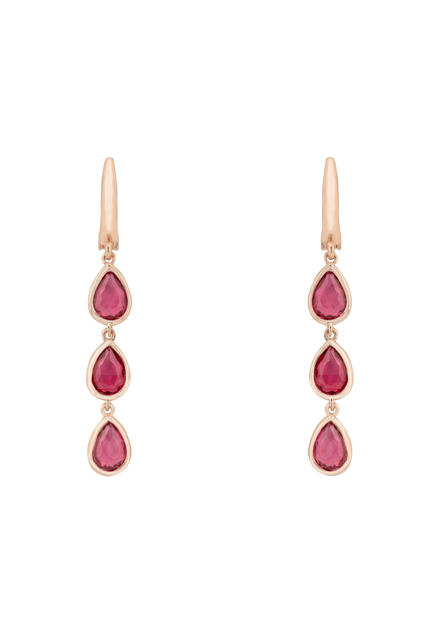 Sardinia Triple Teardrop Earrings Rosegold Pink Tourmaline