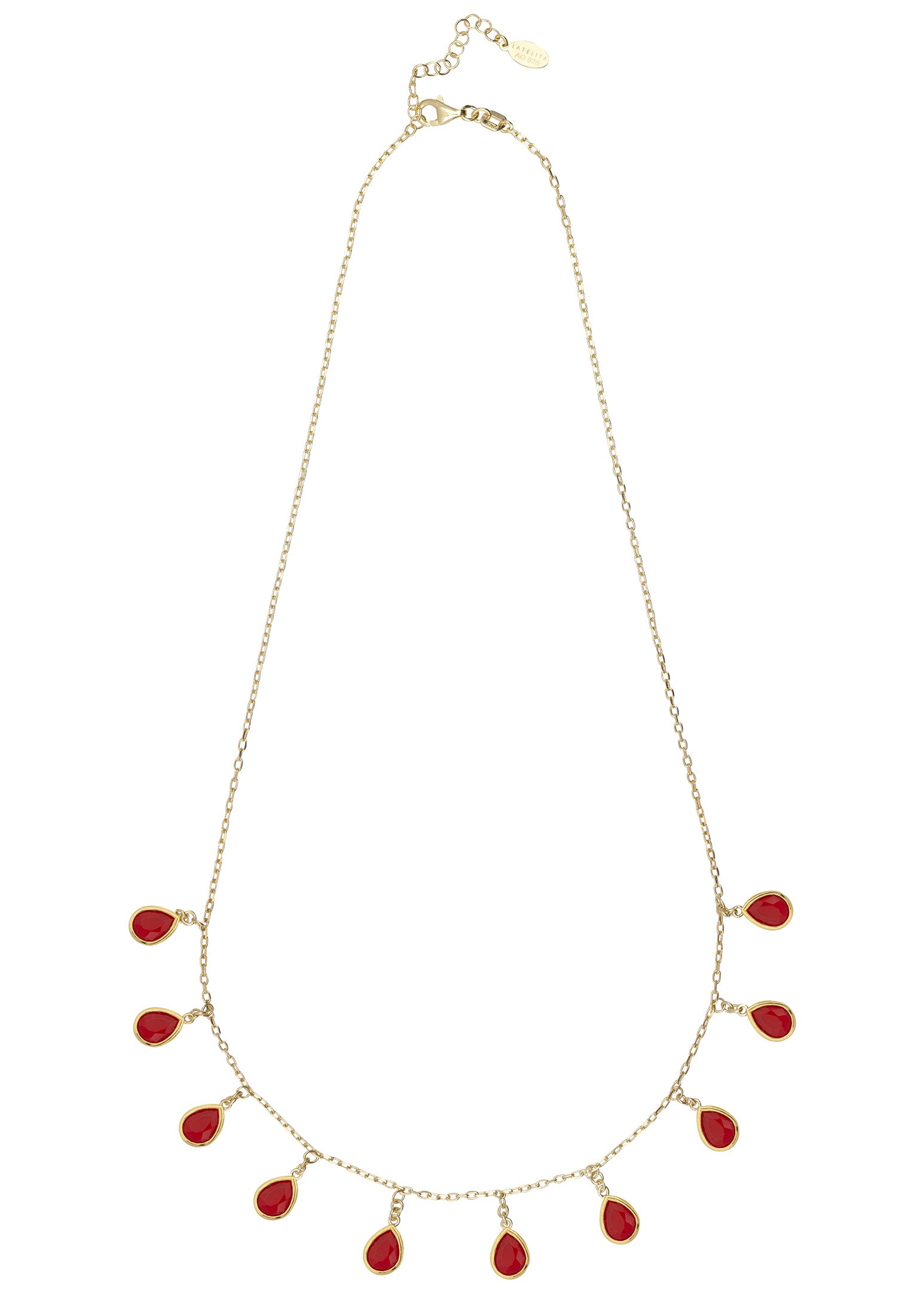 Florence Teardrop Gemstone Necklace Gold Garnet