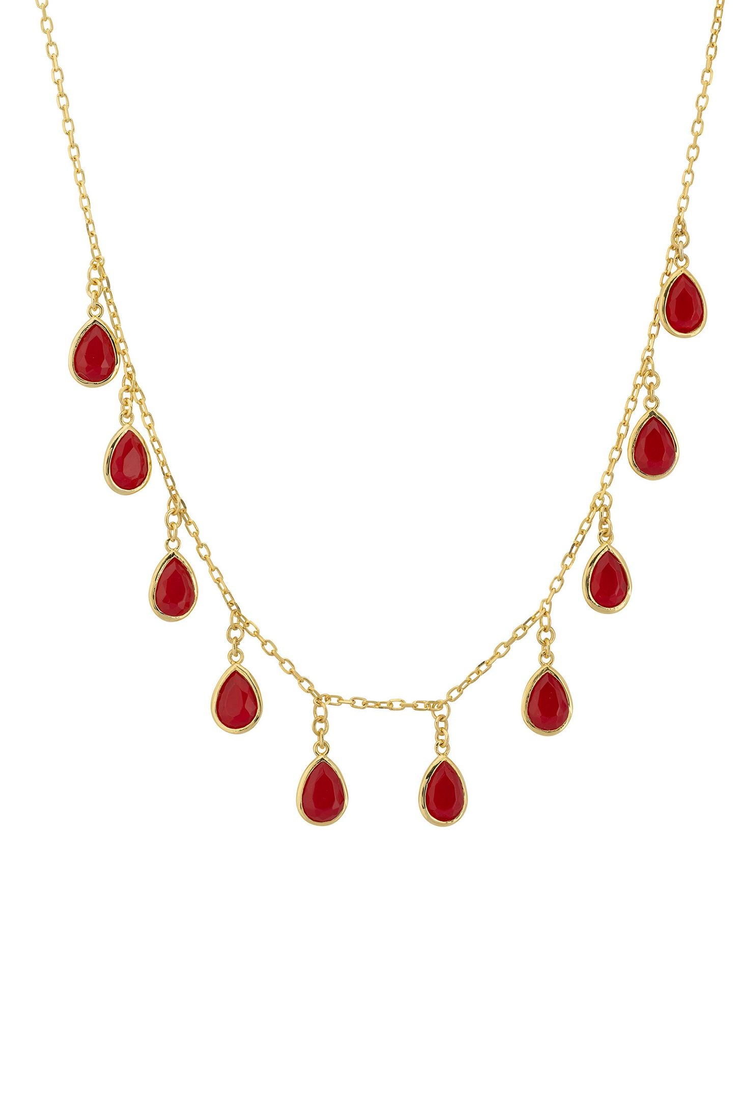 Florence Teardrop Gemstone Necklace Gold Garnet