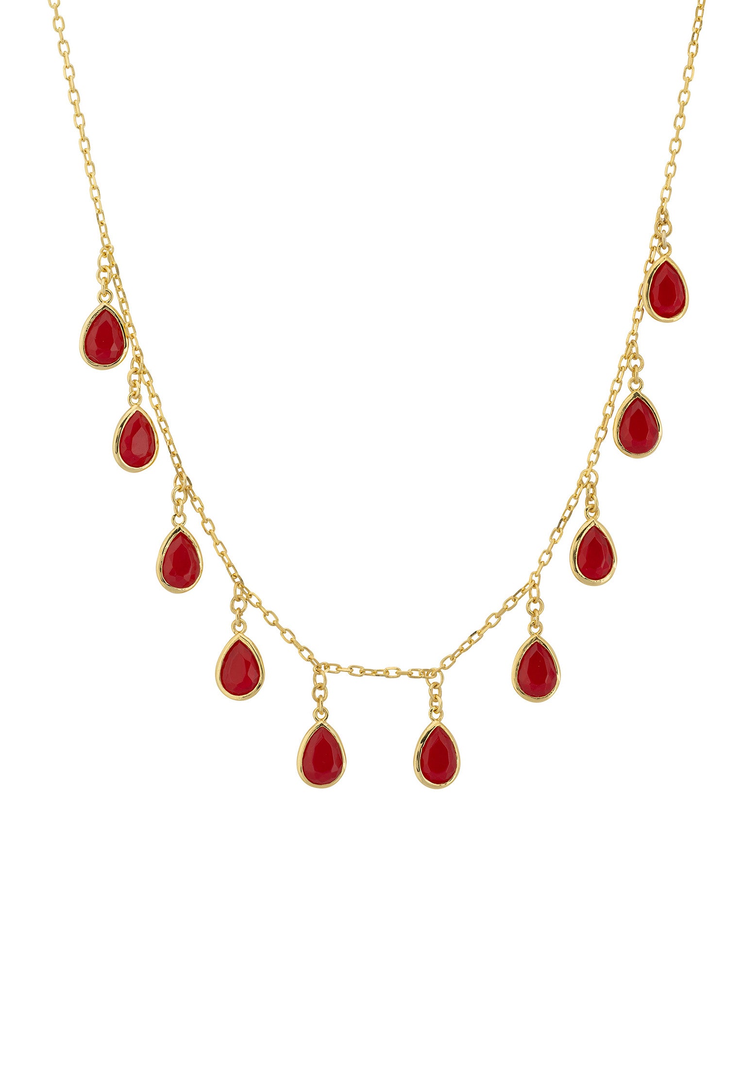 Florence Teardrop Gemstone Necklace Gold Garnet