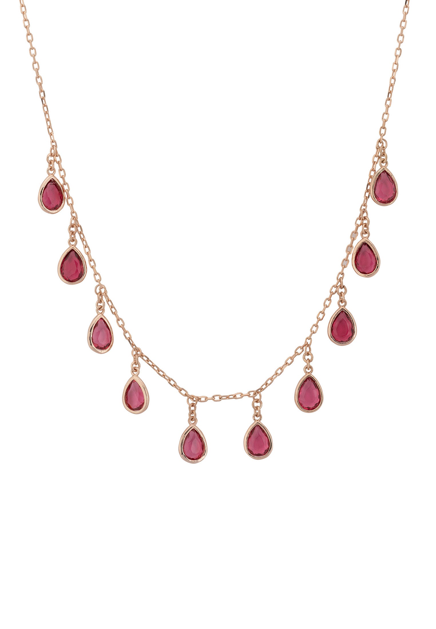 Florence Teardrop Gemstone Necklace Rosegold Pink Tourmaline