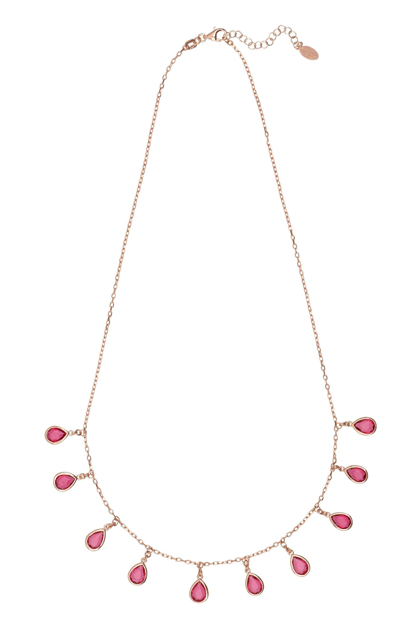 Florence Teardrop Gemstone Necklace Rosegold Pink Tourmaline