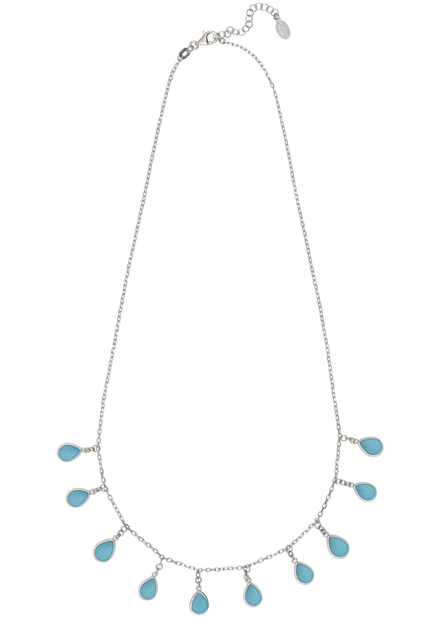 Florence Teardrop Gemstone Necklace Silver Blue Chalcedony