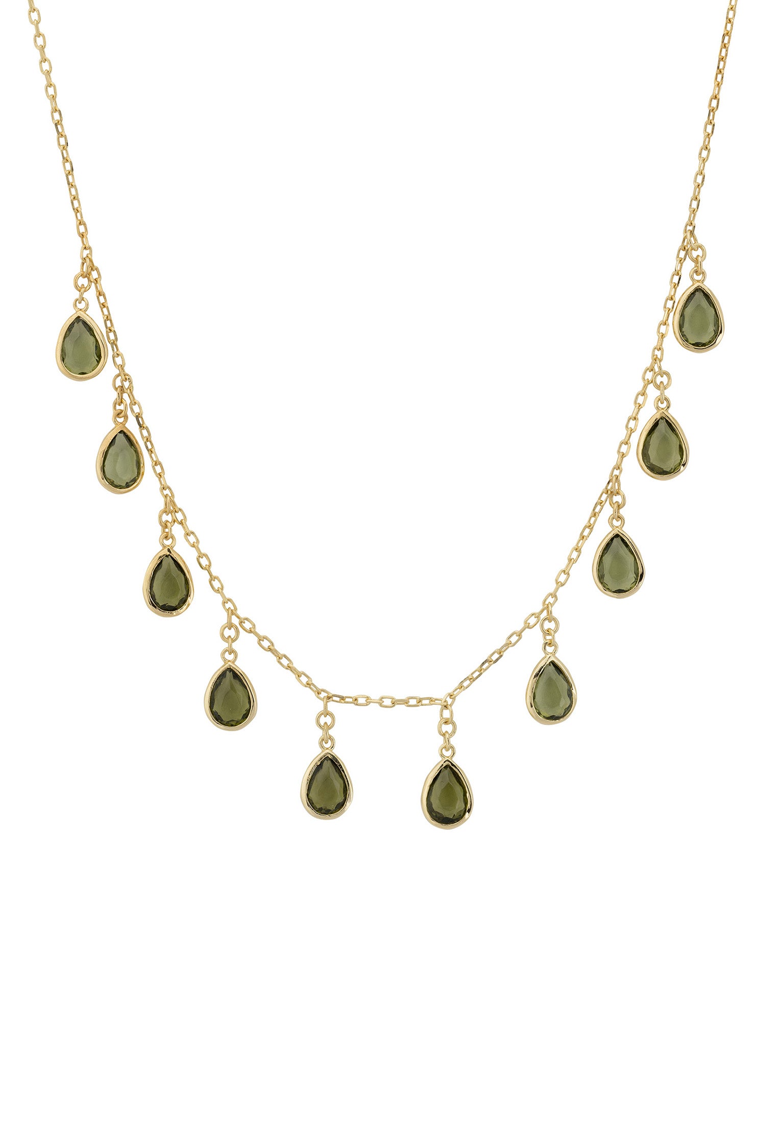 Florence Teardrop Gemstone Necklace Gold Peridot