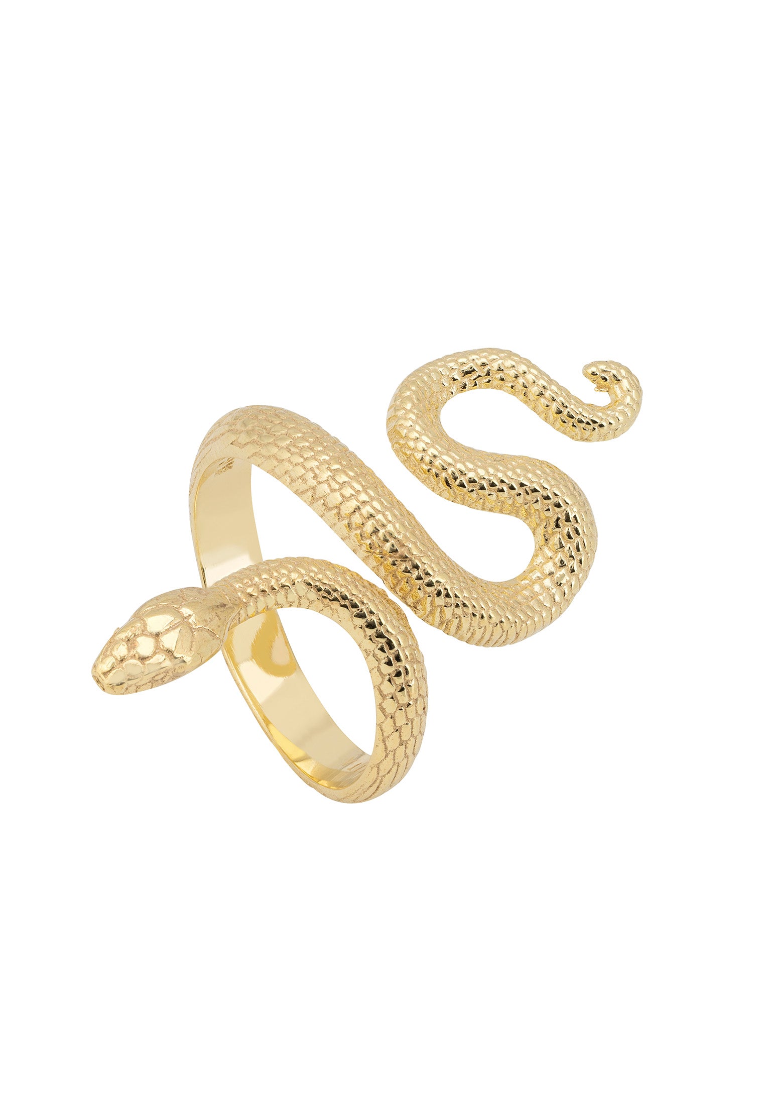 Coiled Cobra Snake Cocktail Ring Gold