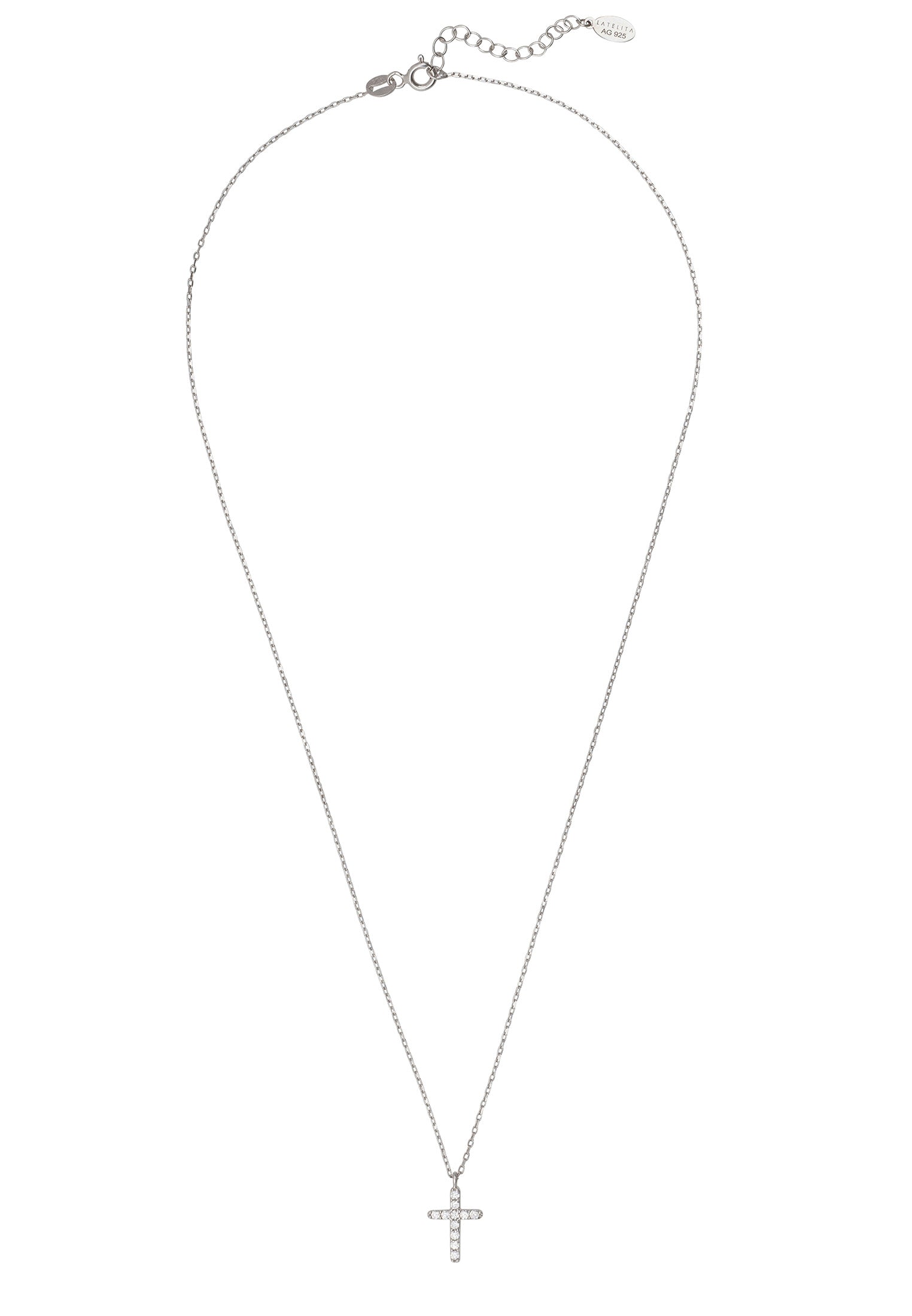 Divine Cross Pendant Necklace Silver