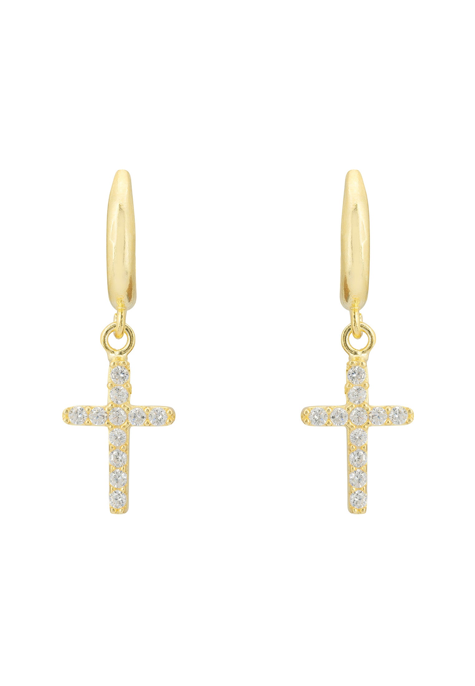 Divine Cross Drop Earrings Gold