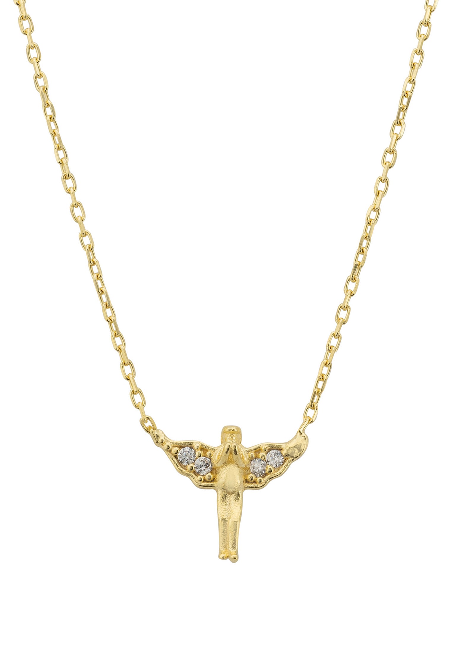 Guardian Angel Pendant Necklace Gold