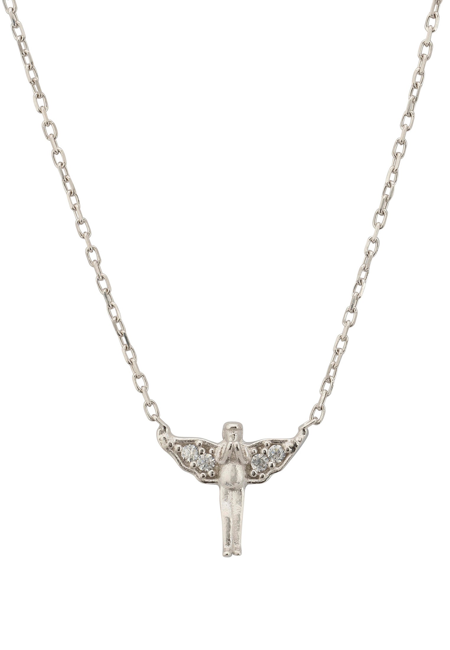 Guardian Angel Pendant Necklace Silver