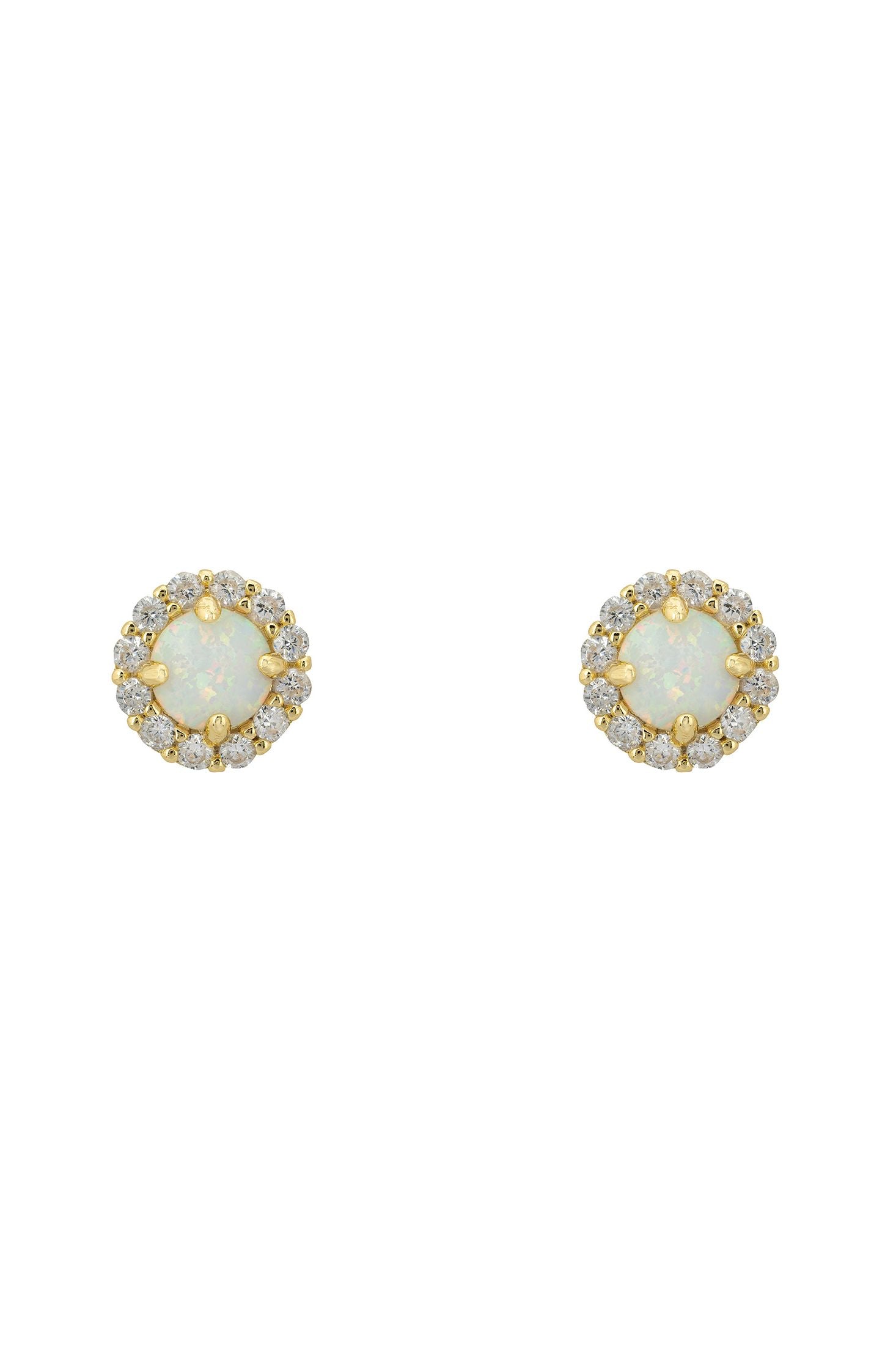 Crown Opal Stud Earrings Gold