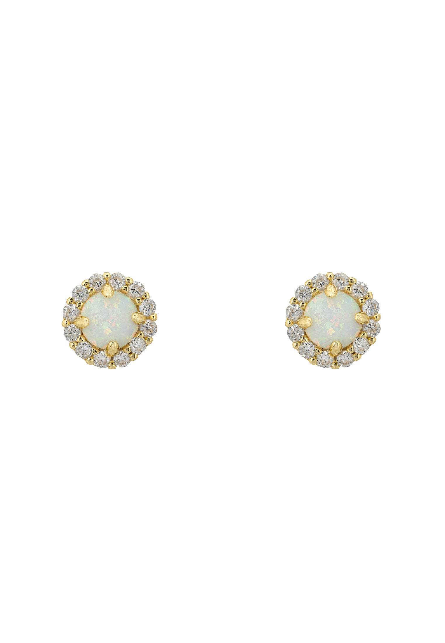 Crown Opal Stud Earrings Gold