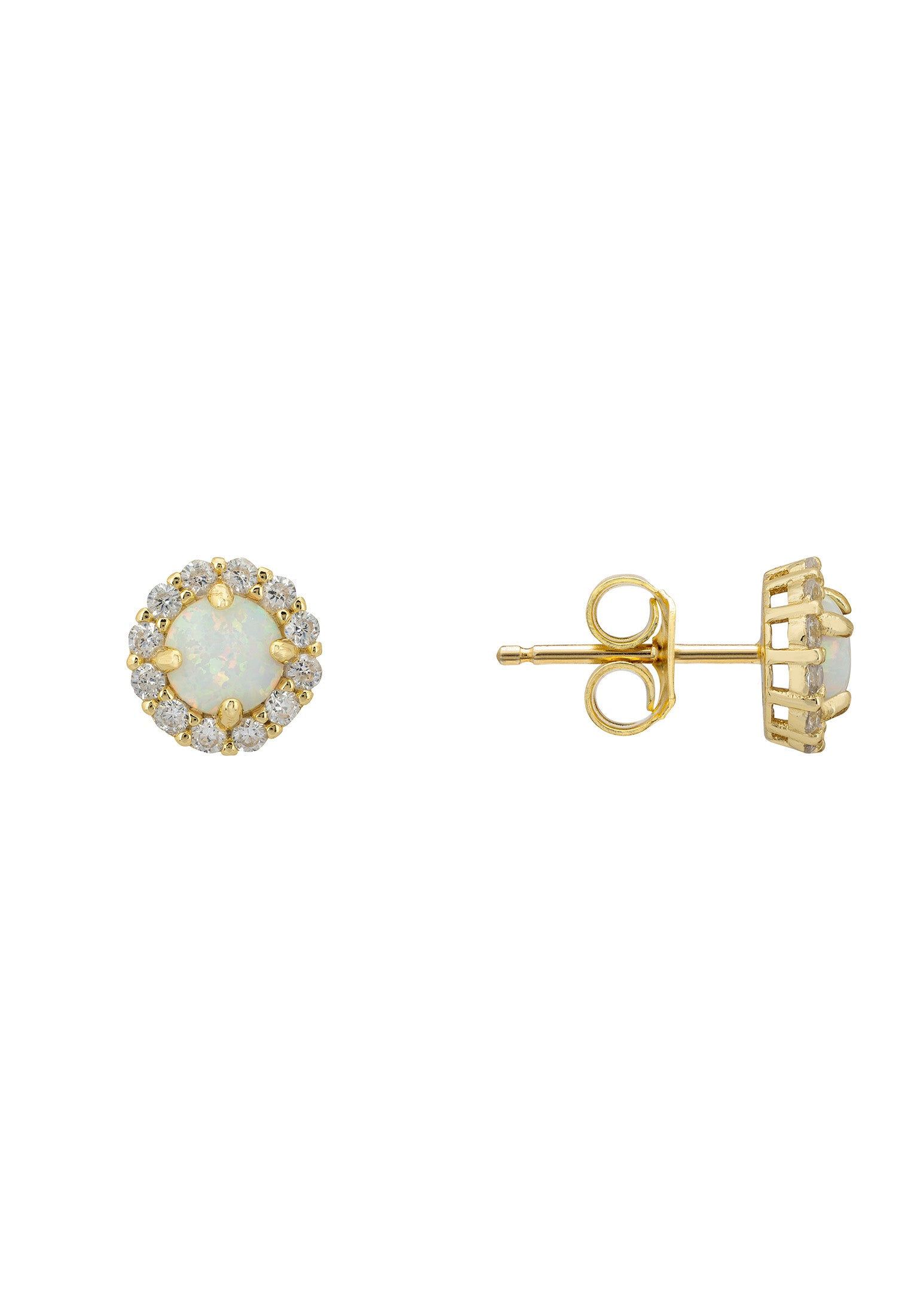 Crown Opal Stud Earrings Gold