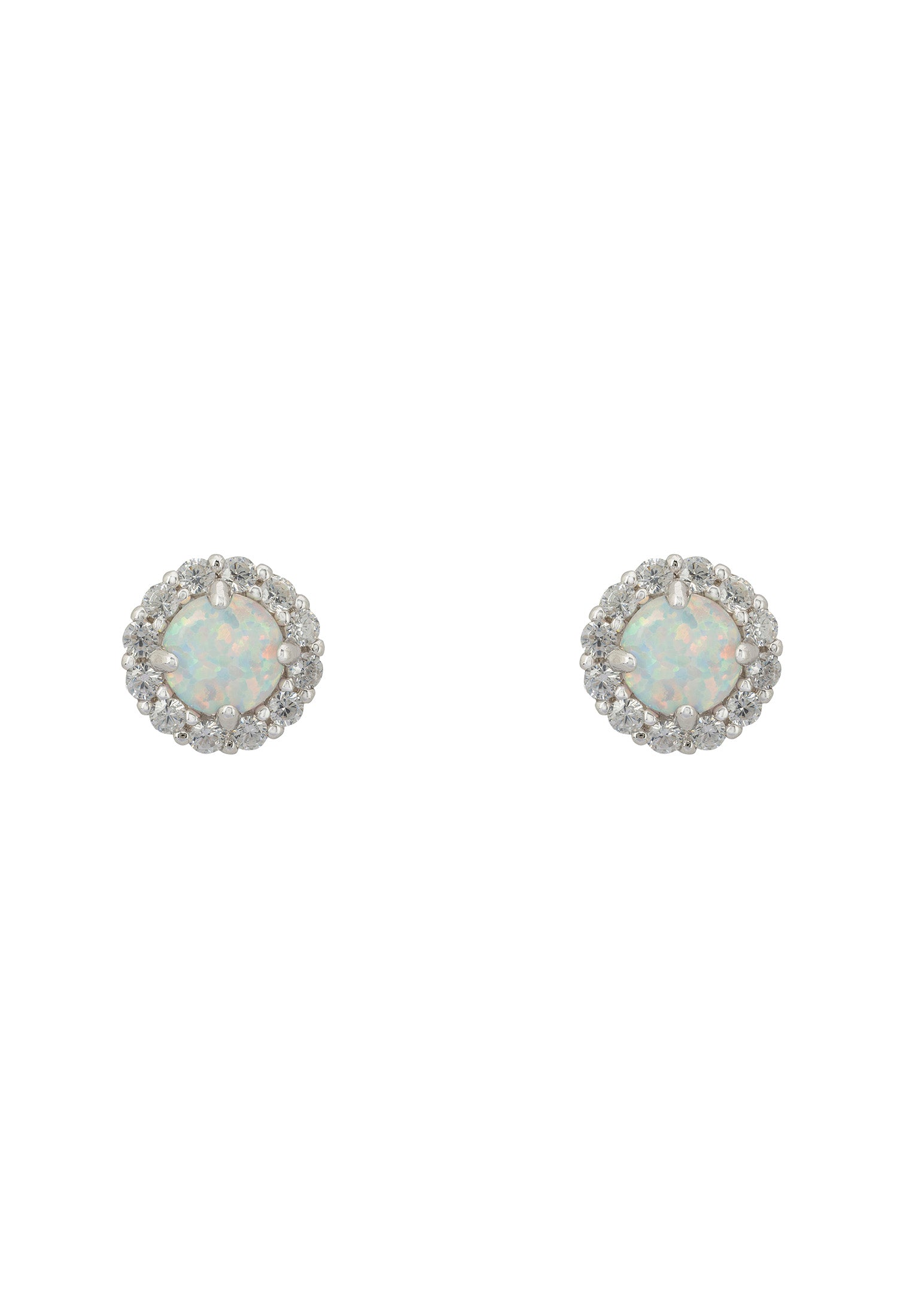 Crown Opal Stud Earrings Silver