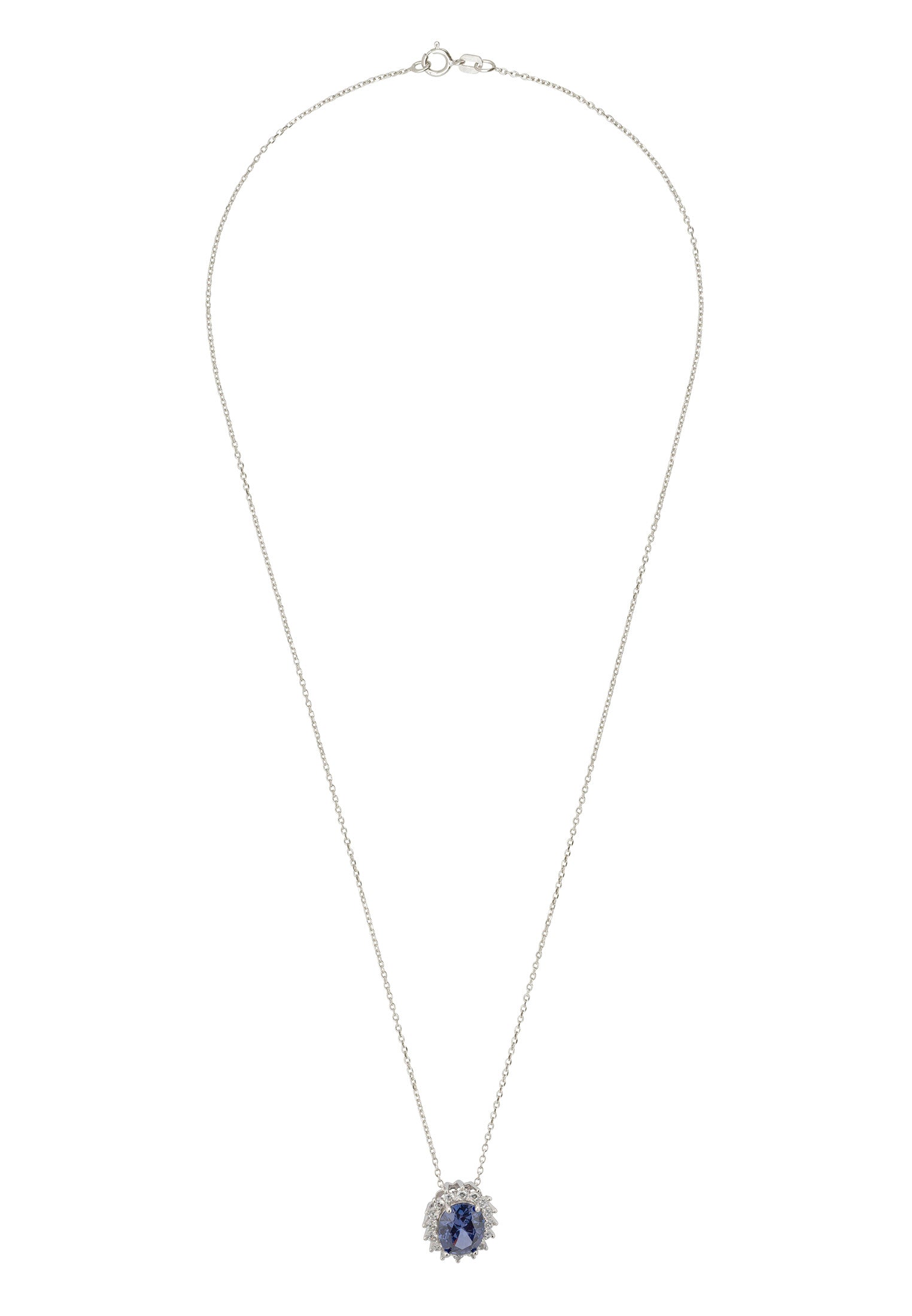 Tatiana Oval Tanzanite Pendant Necklace Silver