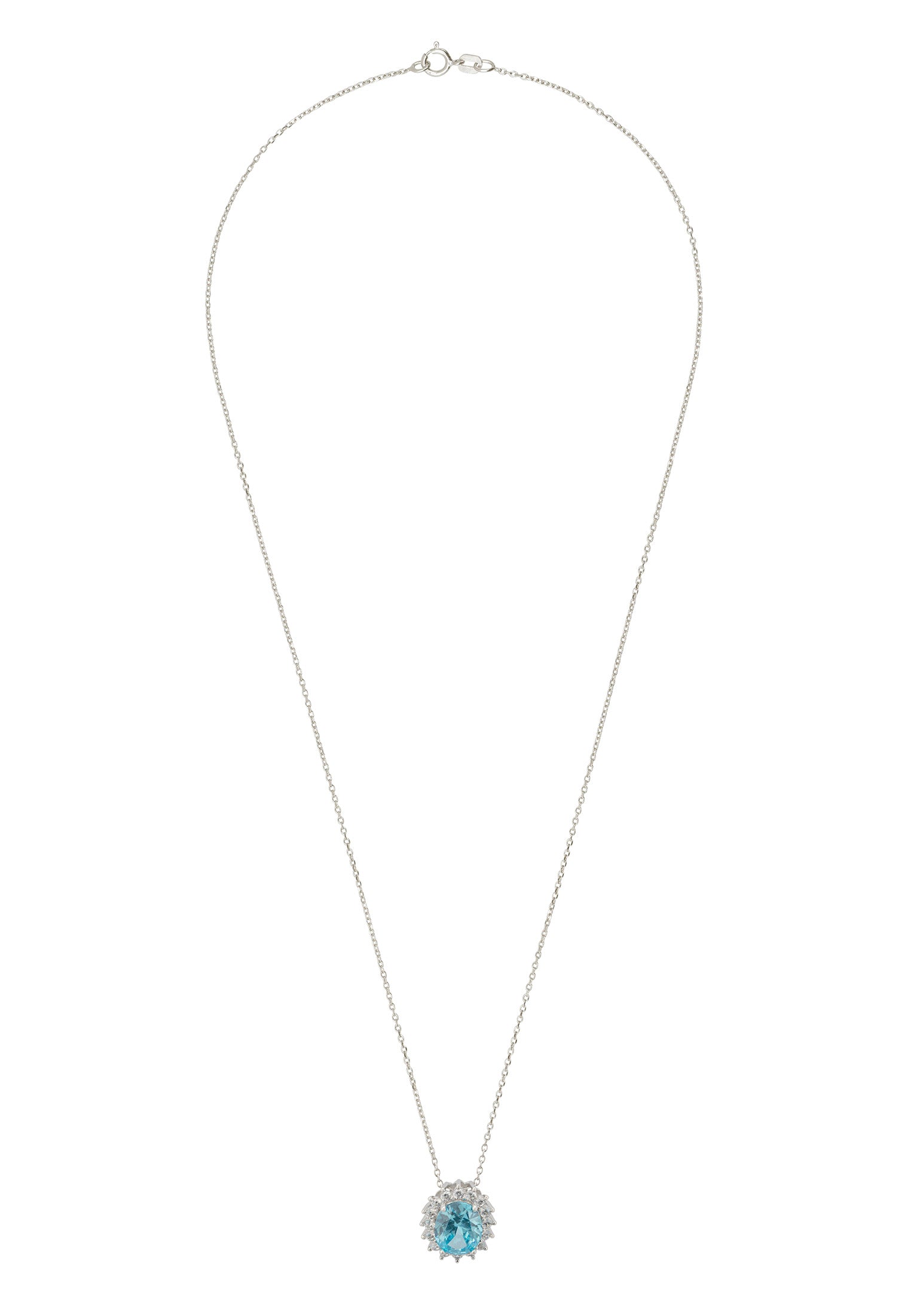 Tatiana Oval Blue Topaz Pendant Necklace Silver