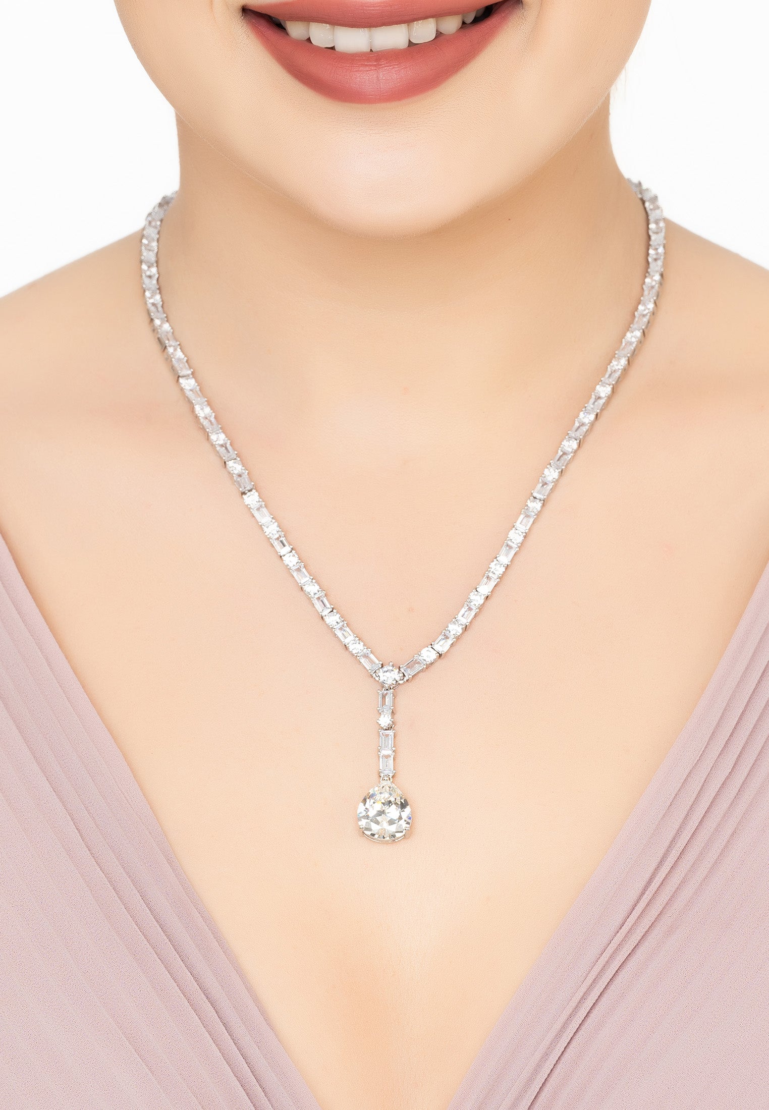 Claudette Statement Necklace Silver Moissanite