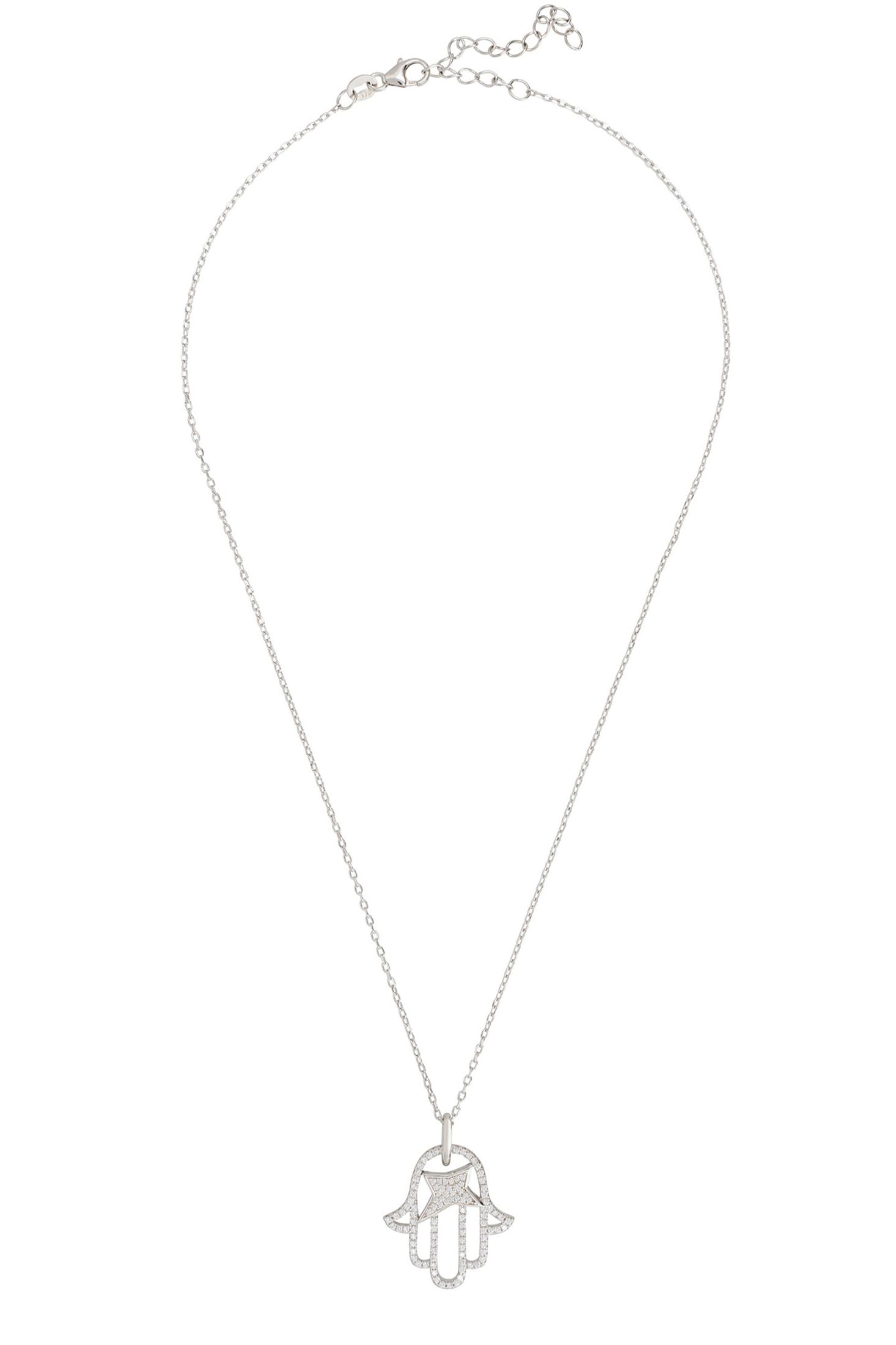 Hamsa Hand Of Fatima Necklace Silver - LATELITA