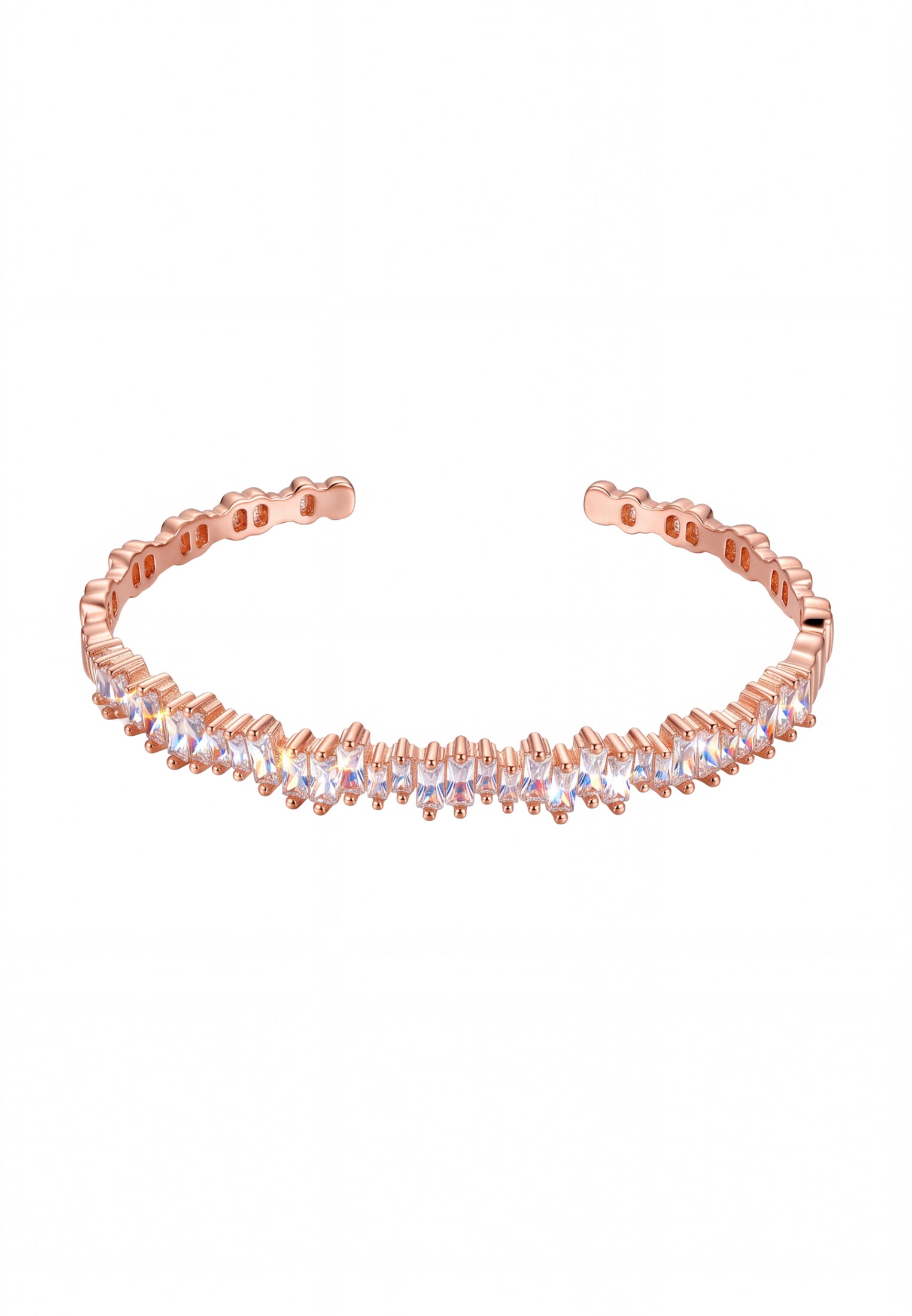 Baguette Ice Cuff Bangle Rosegold White
