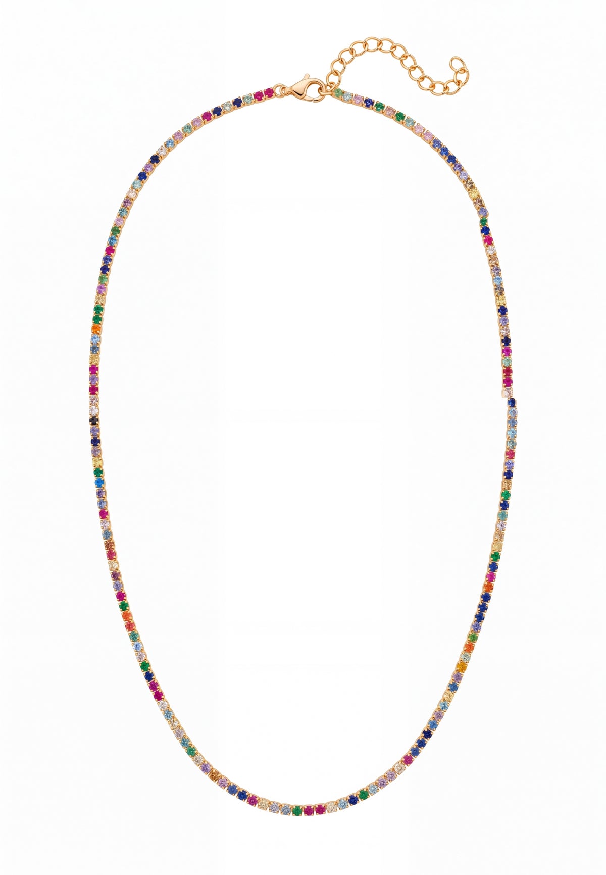 Collier tennis Vibrant Zircon cubique arc-en-ciel Doré