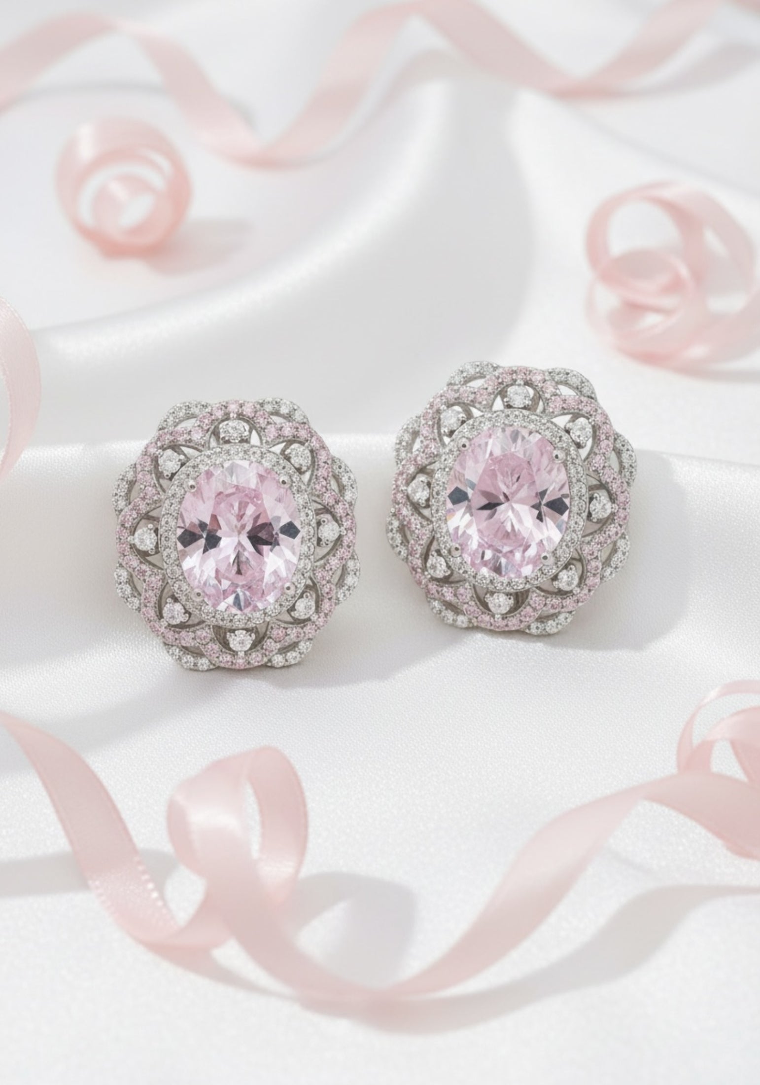 Palais Stud Earrings Morganite Silver