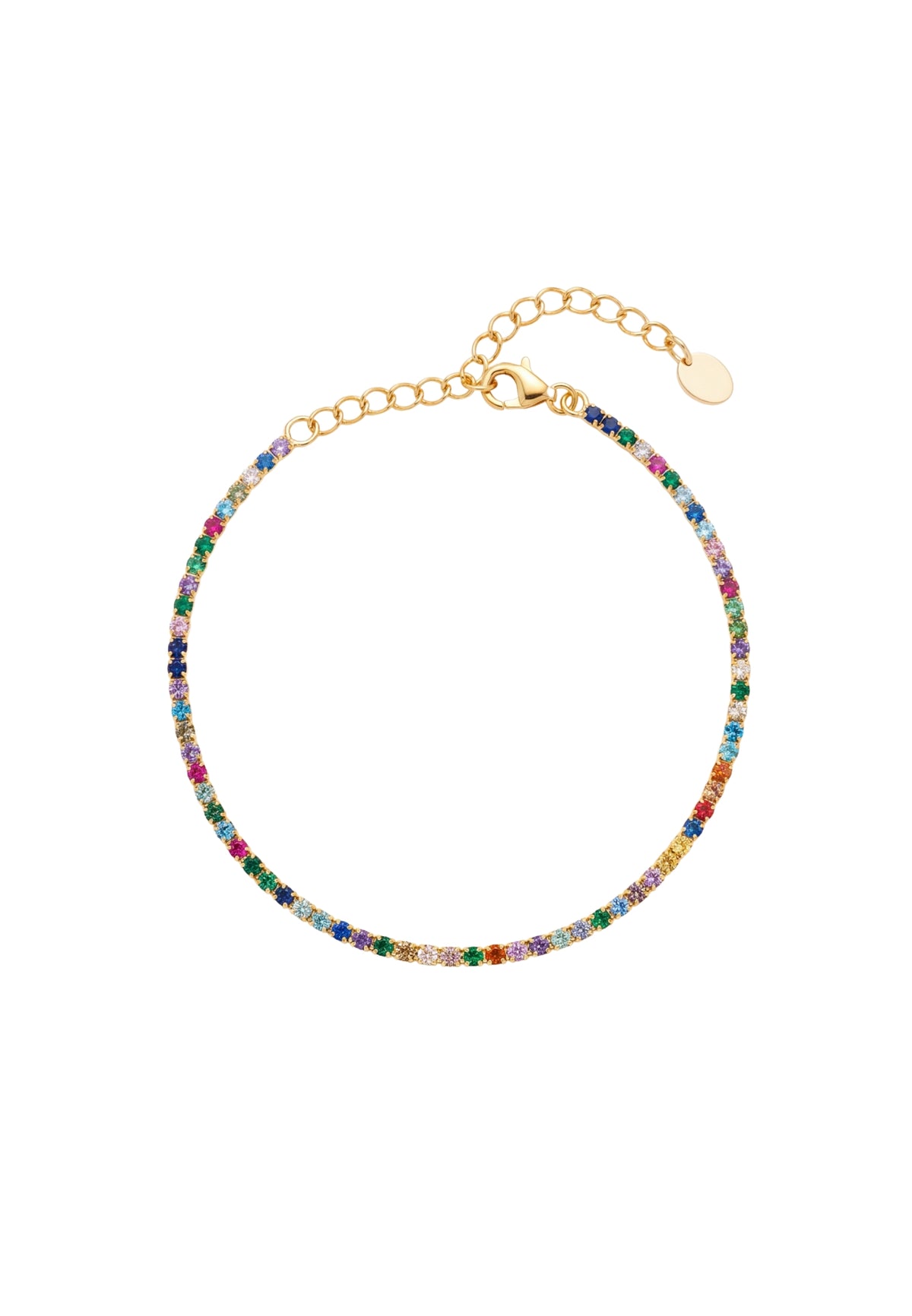 Bracelet tennis Vibrant Zircon cubique arc-en-ciel Doré