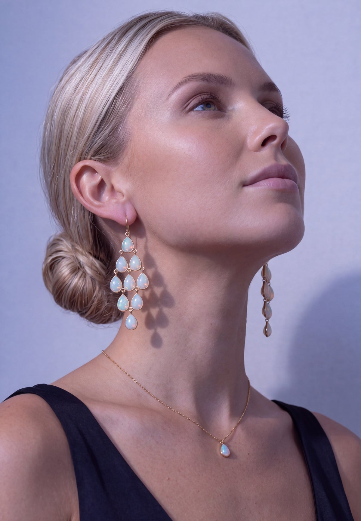 Erviola Gemstone Cascade Earrings Gold Opal