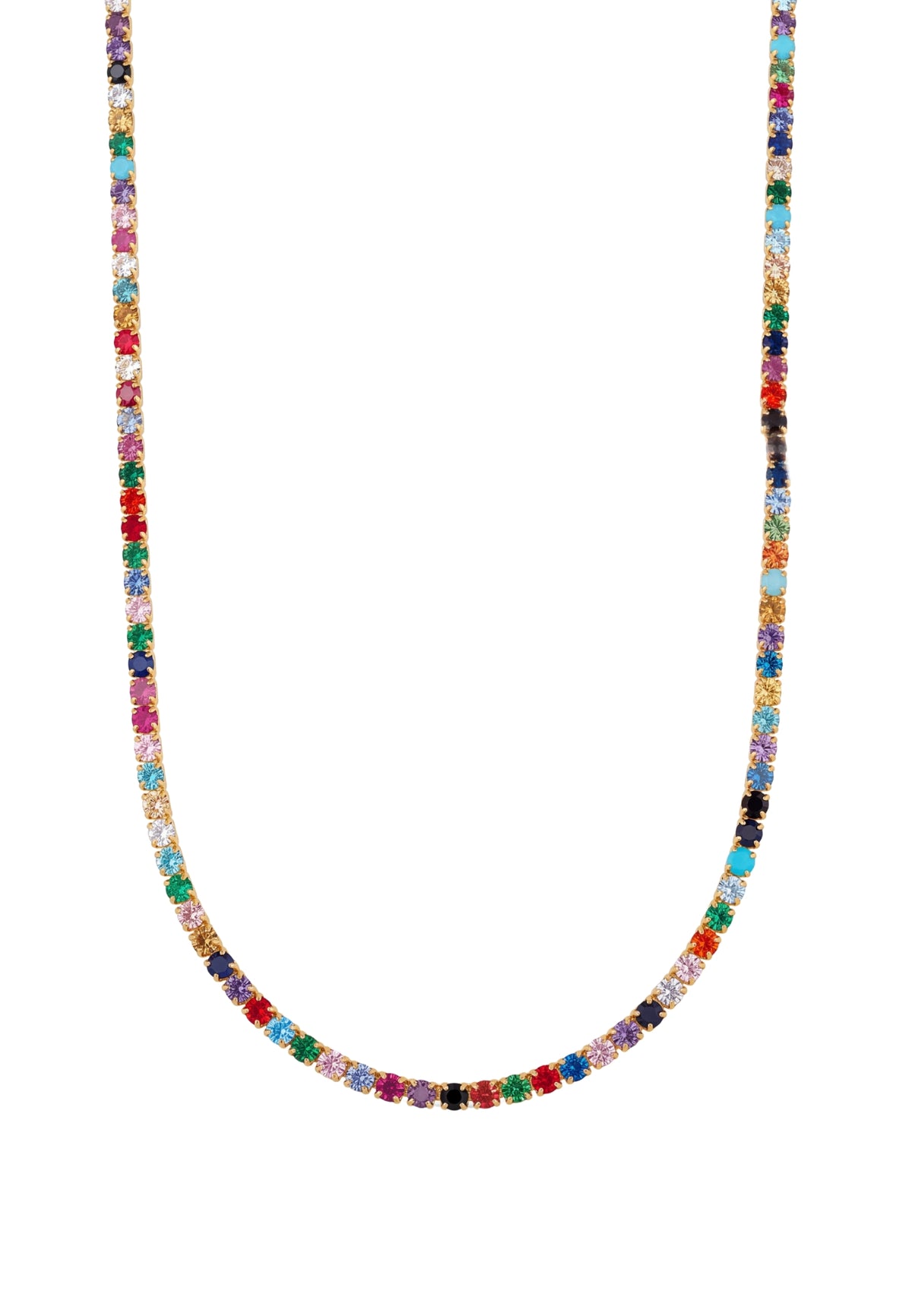 Collier tennis Vibrant Zircon cubique arc-en-ciel Doré