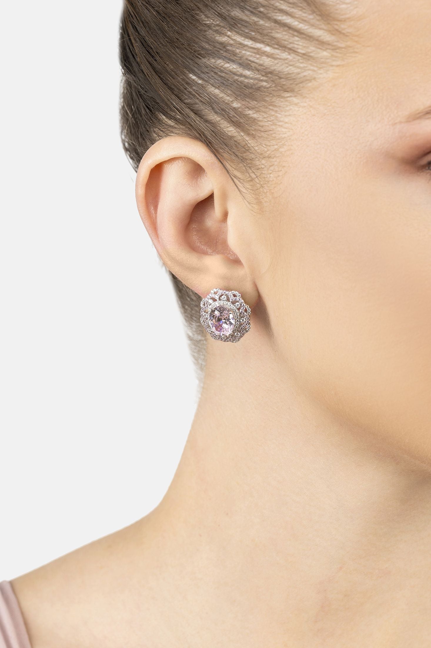 Palais Stud Earrings Morganite Silver