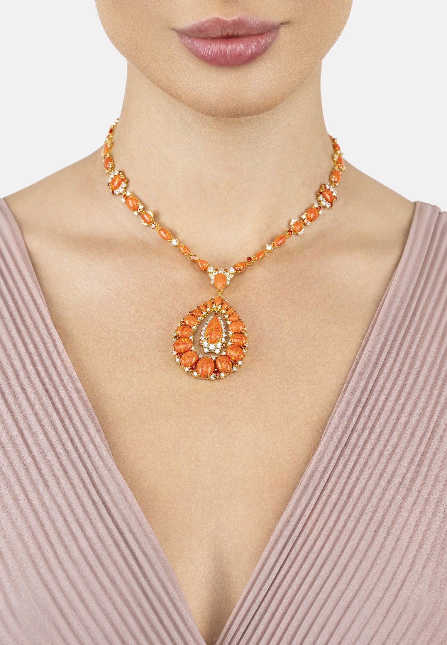 Paloma Fire Opal Statement Necklace Gold