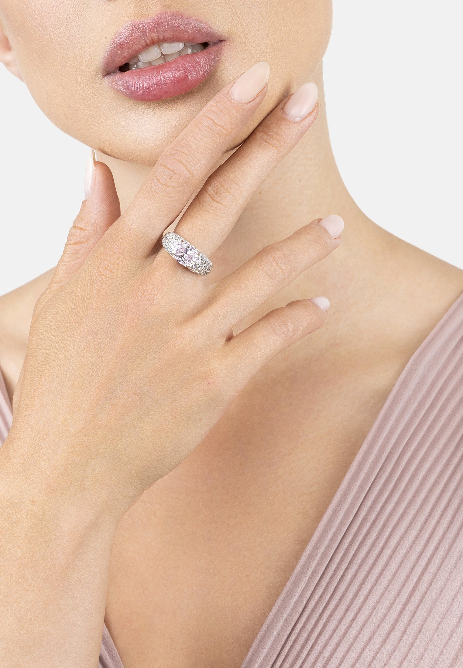 Rosalie Cocktail Ring Morganite Silver
