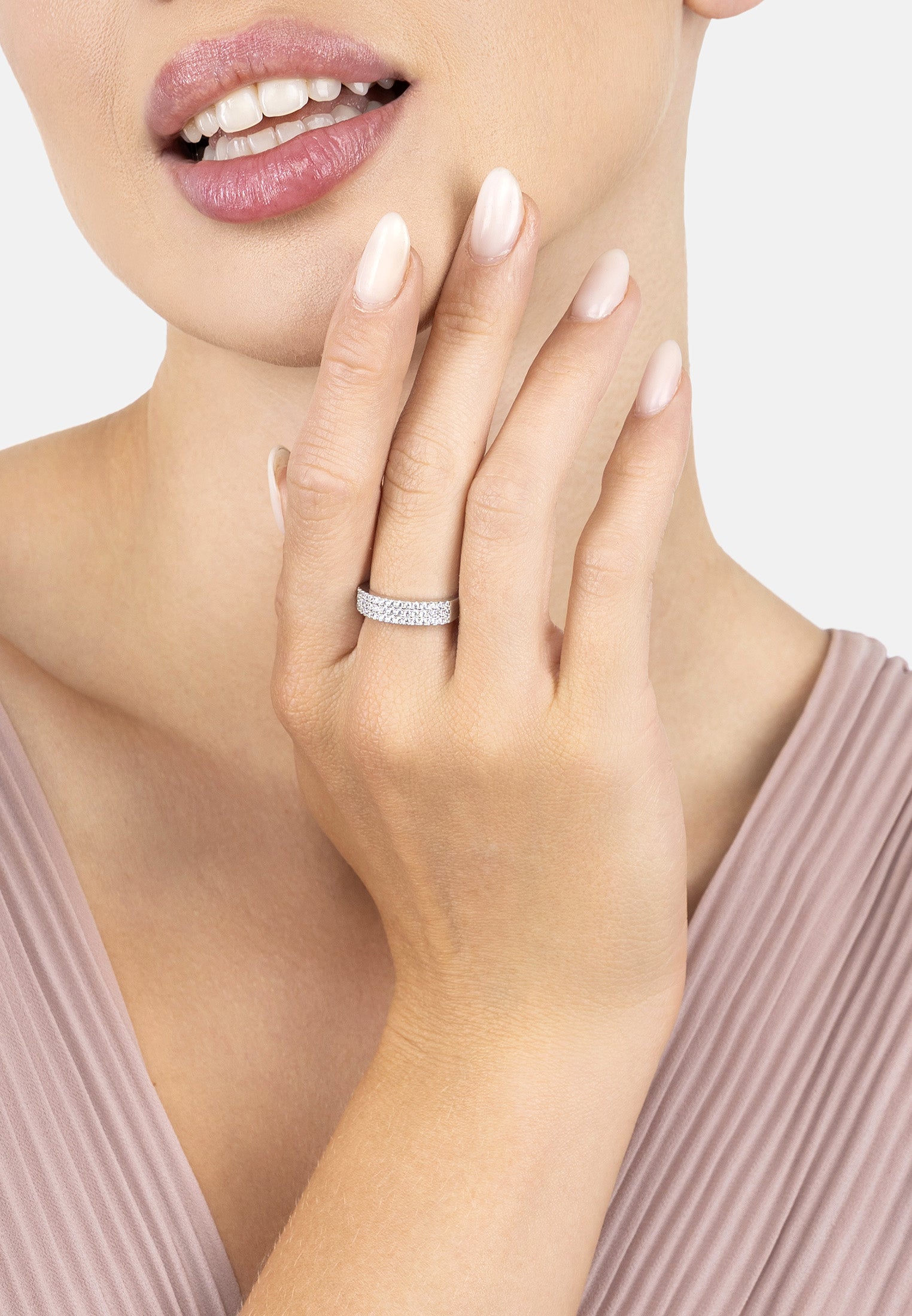 Charleston Art Deco Cocktail Ring Silver