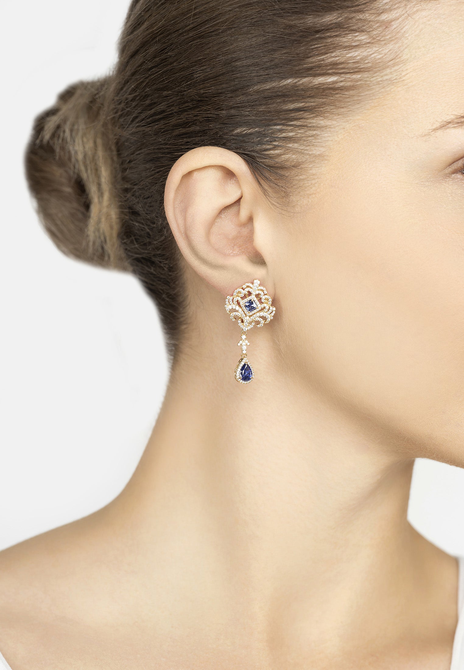 Claridge Drop Earrings Tanzanite Gold