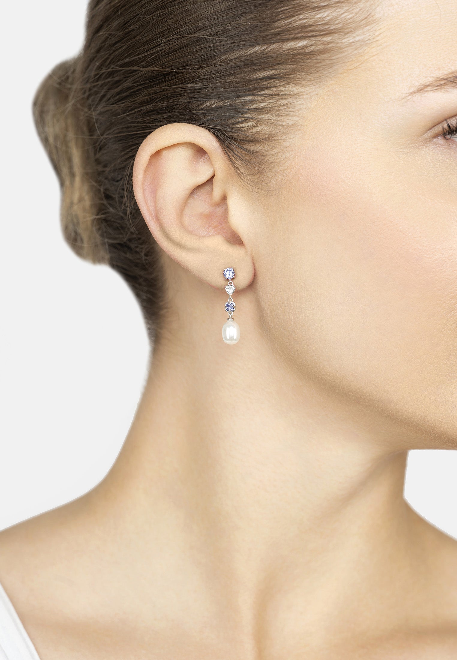 Pearl Whisper Drop Earrings Aquamarine Silver