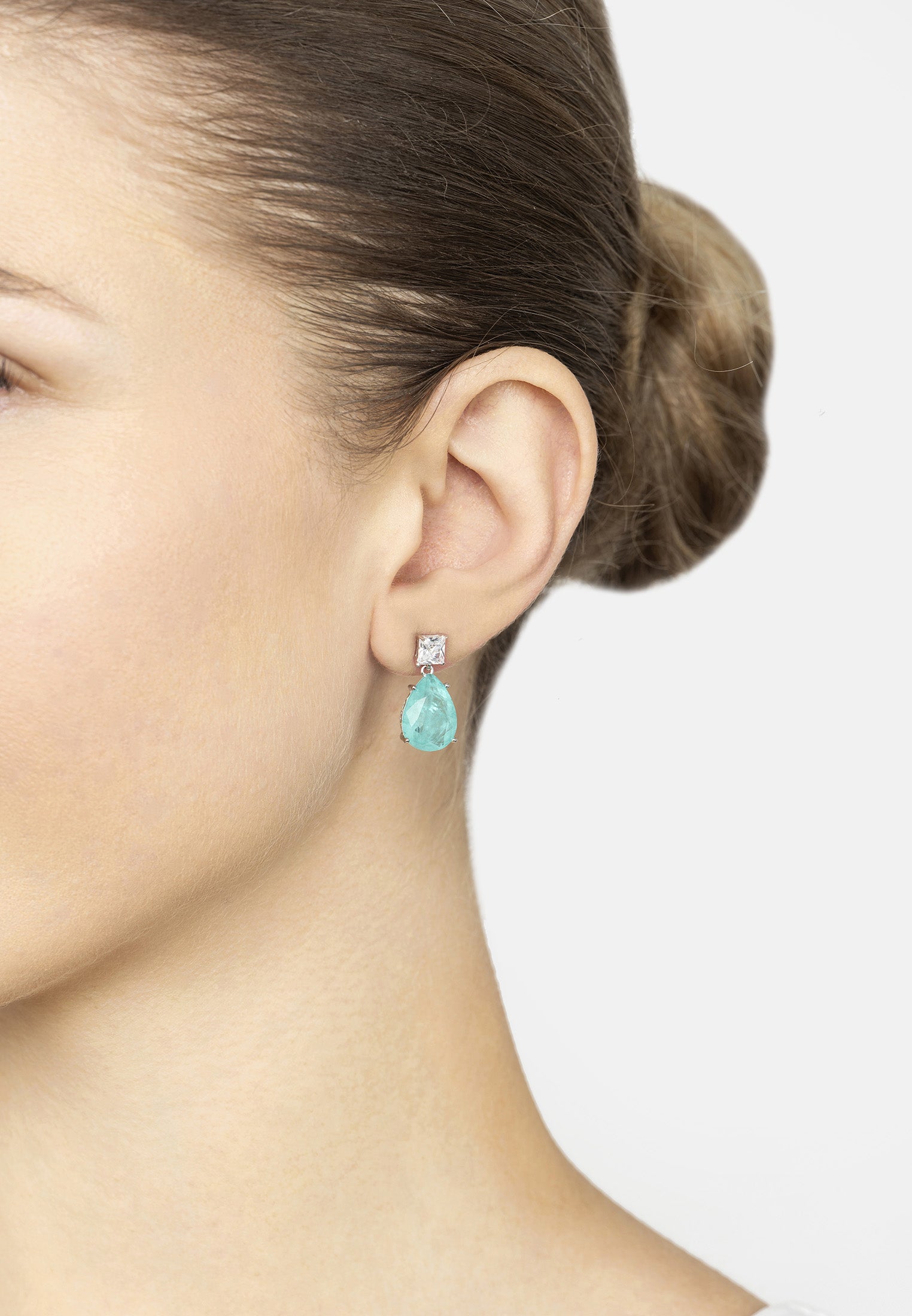 Rosa Paraiba Tourmaline Drop Earrings Silver