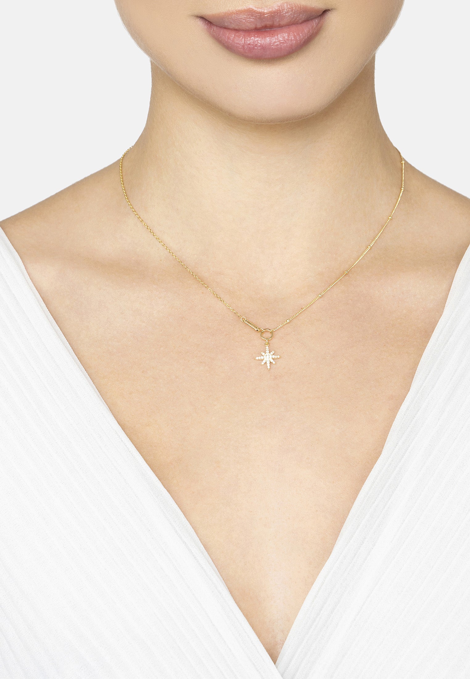 Lyra Starburst Pendant Necklace Gold