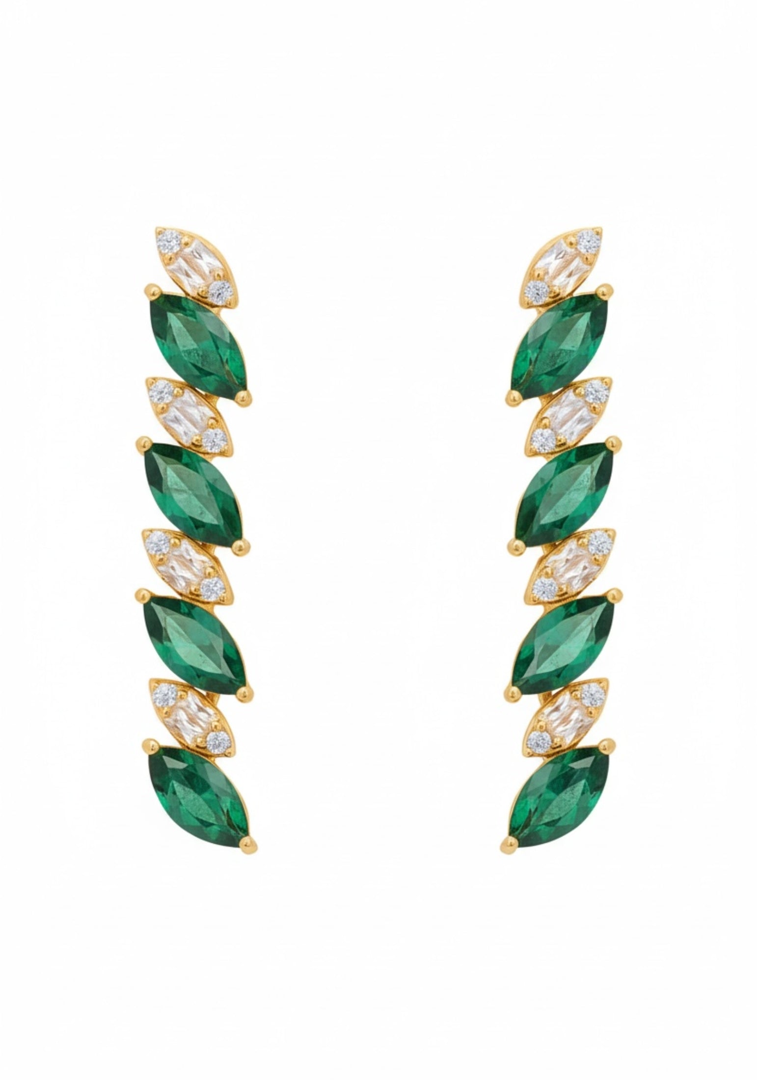 Viscountess Tennis Drop Earrings Emerald Gold