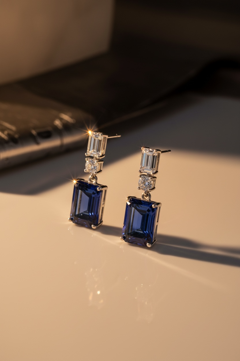 Winslet Sapphire Earrings Silver