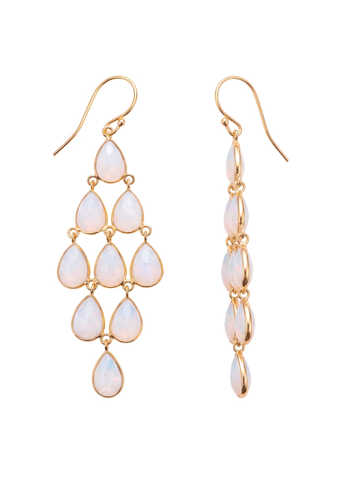 Erviola Gemstone Cascade Earrings Gold Opal
