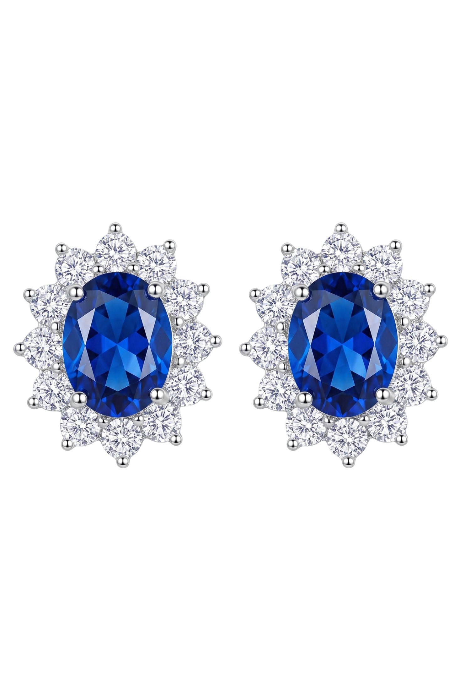 Catherine Gemstone Stud Earrings Sapphire Silver